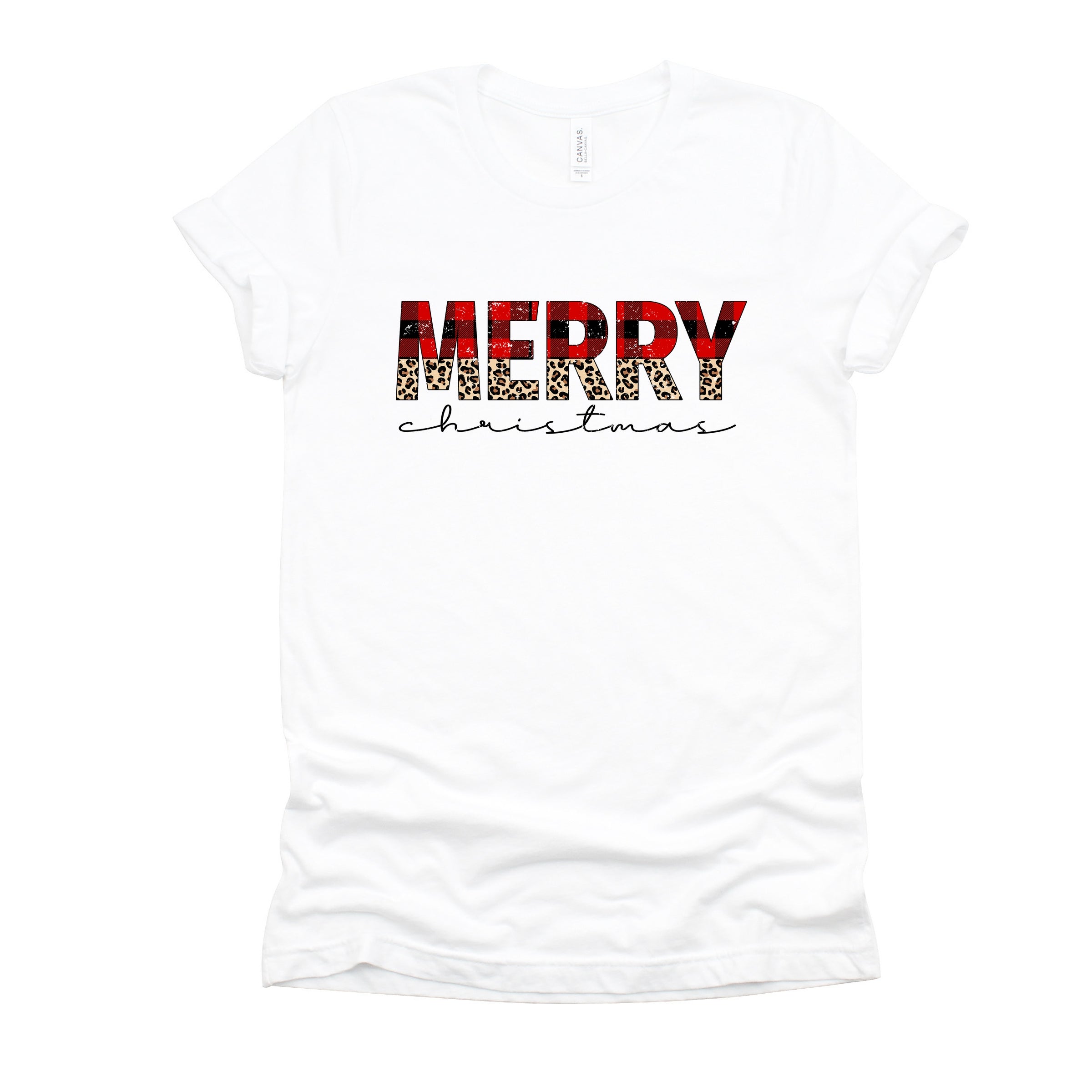Buffalo Plaid Merry Christmas - Women's Short Sleeve Graphic T-Shirt