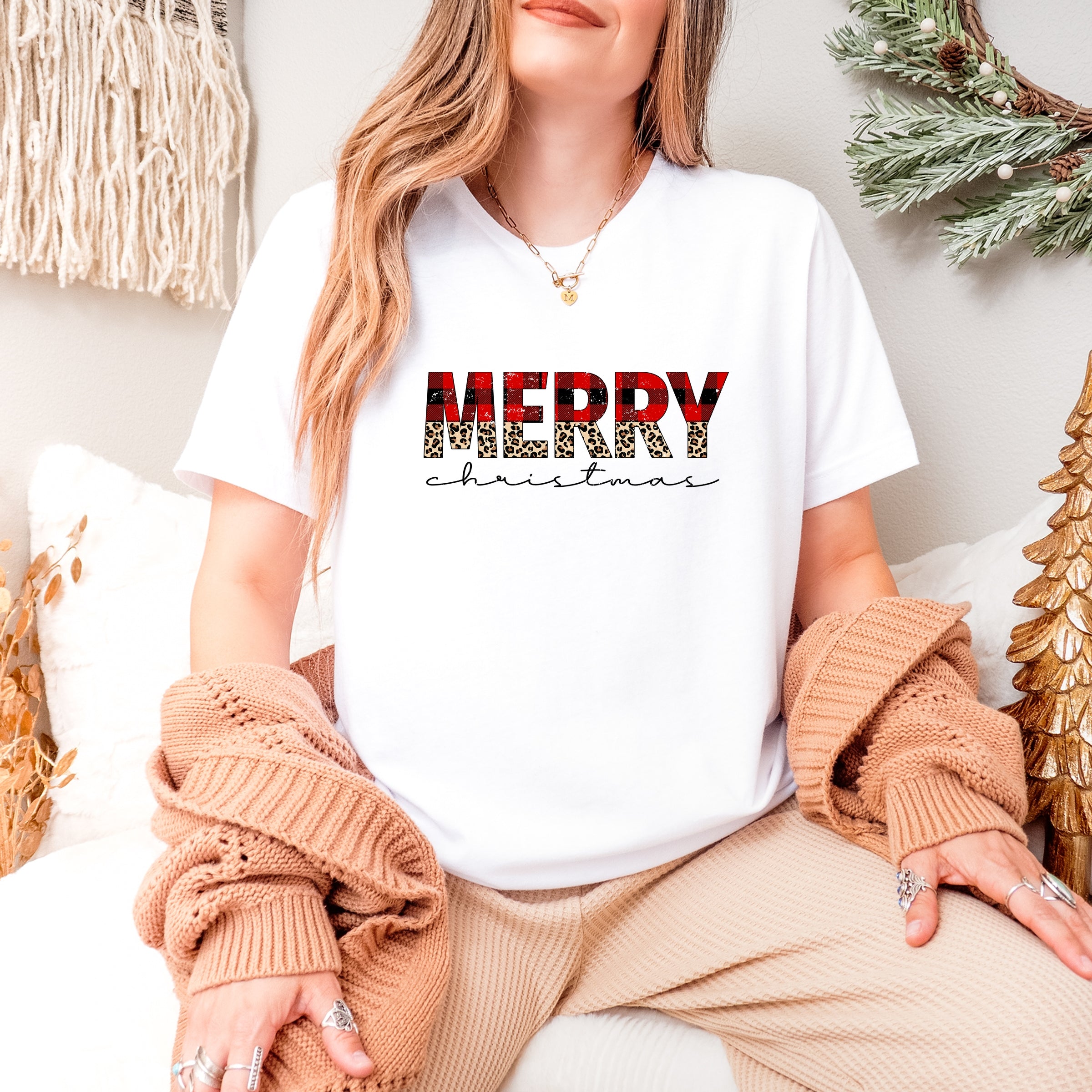 Buffalo Plaid Merry Christmas - Women's Short Sleeve Graphic T-Shirt