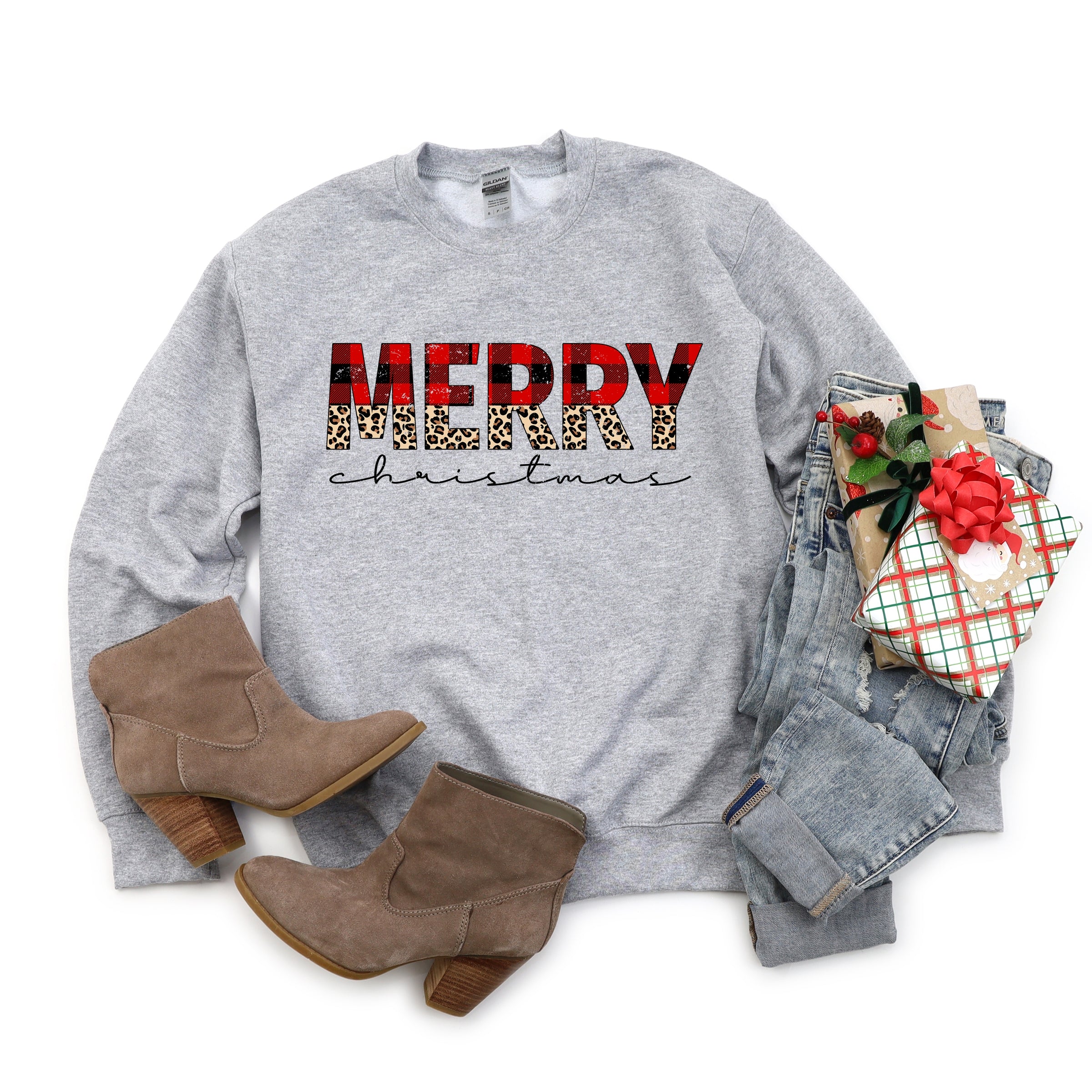 Buffalo Plaid Merry Christmas - Women's Graphic Sweatshirt