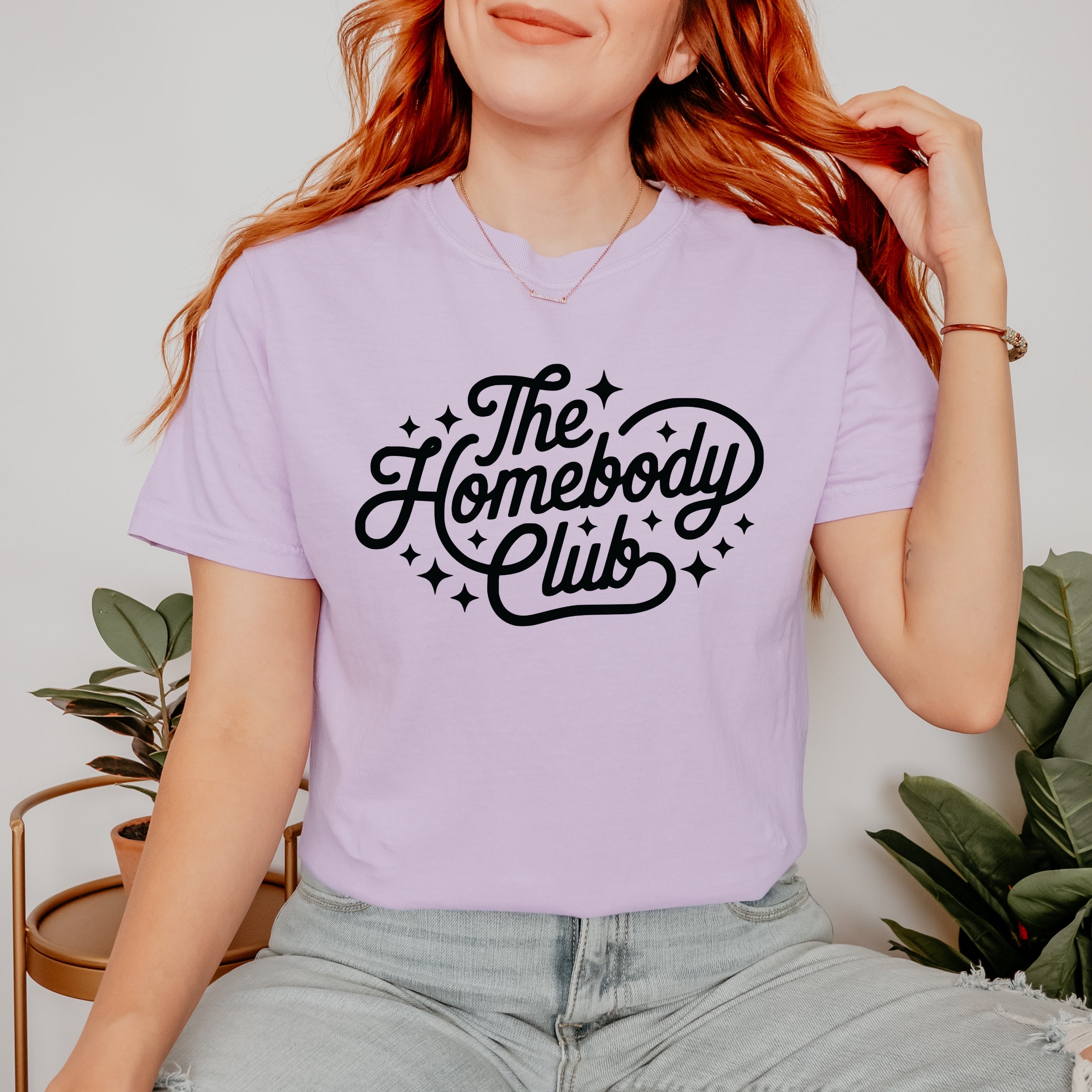 The Homebody Club Cursive Stars - Women's Garment Dyed Graphic T-Shirt