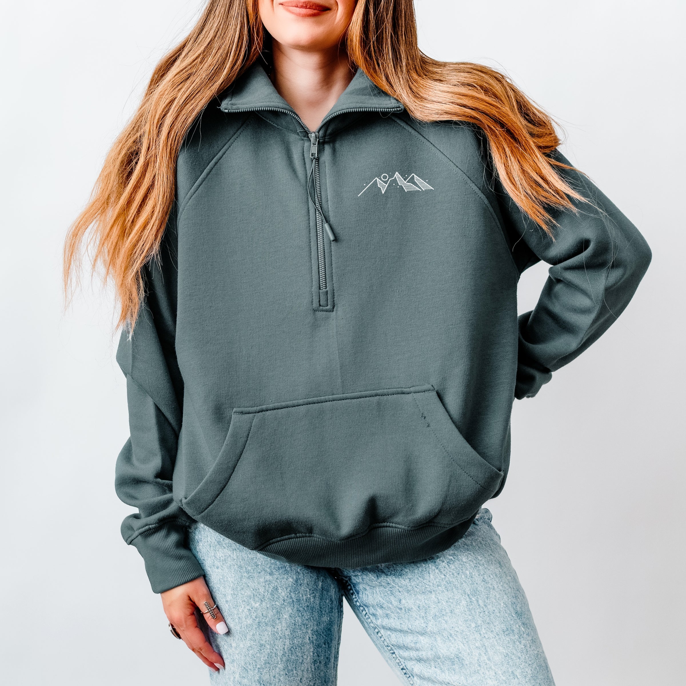 Take Me To The Mountains Landscape Front And Back - Women's Quarter Zip Fleece Graphic Sweatshirt