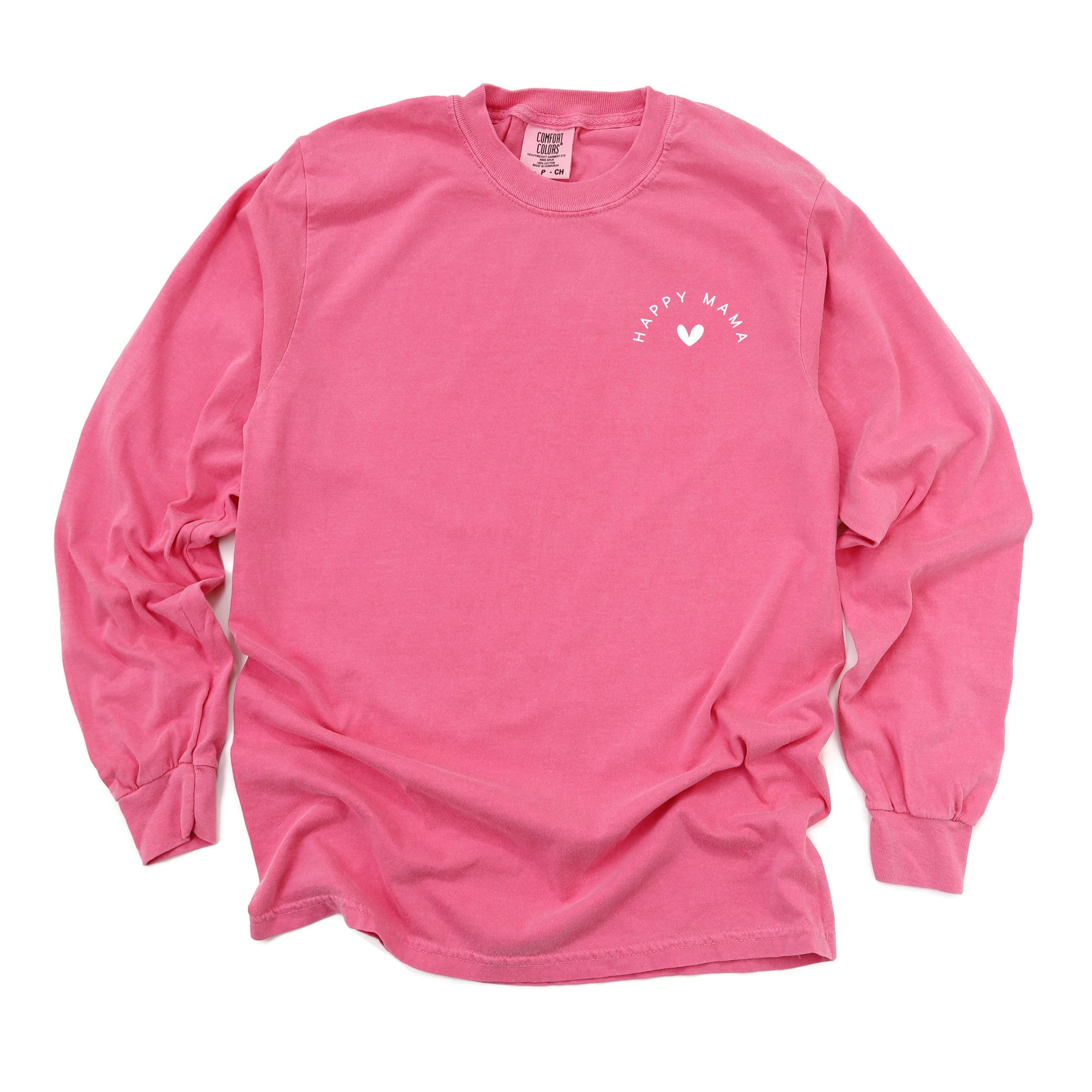 Happy Mama Heart Mini - Women's Garment Dyed Long Sleeve Graphic T-Shirt