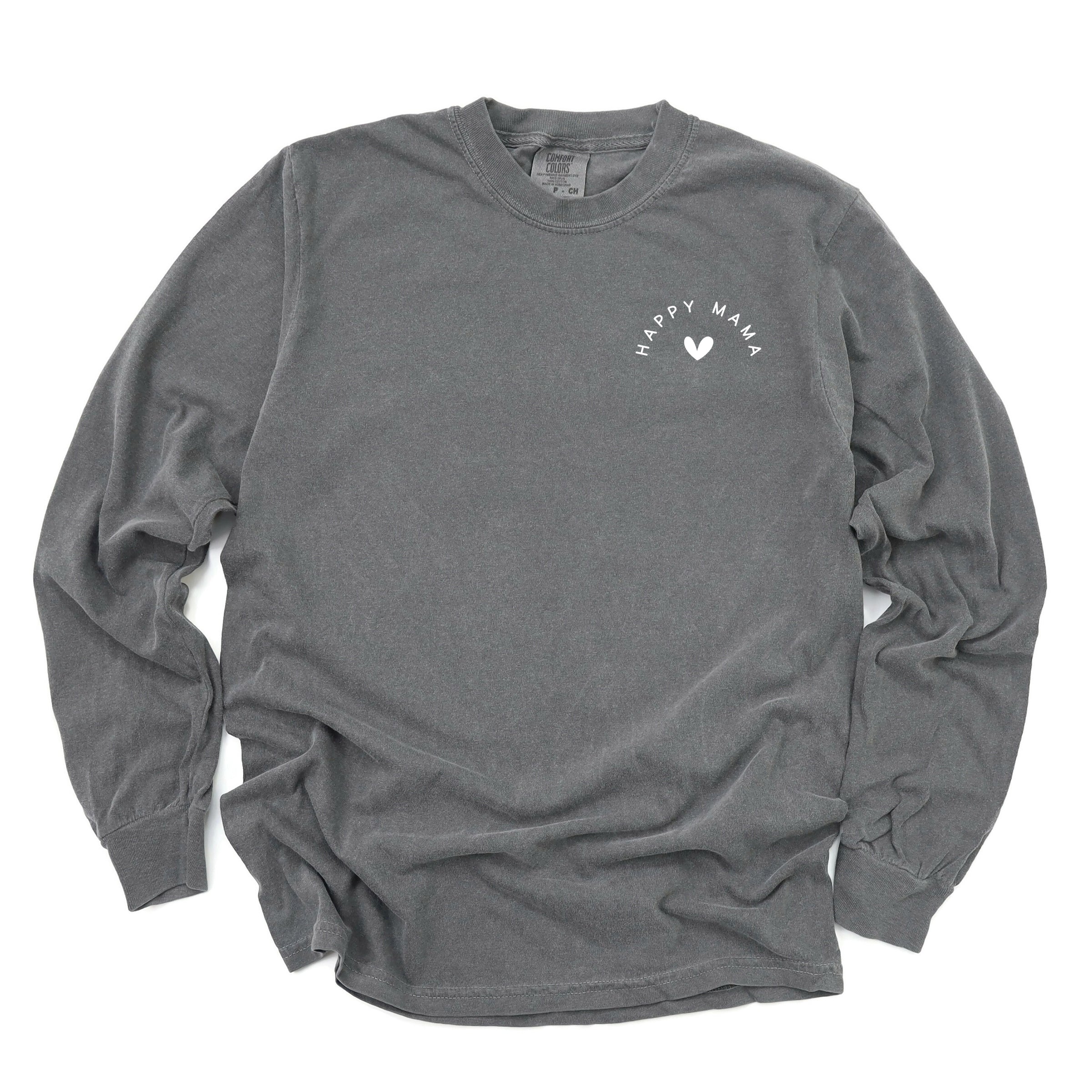 Happy Mama Heart Mini - Women's Garment Dyed Long Sleeve Graphic T-Shirt