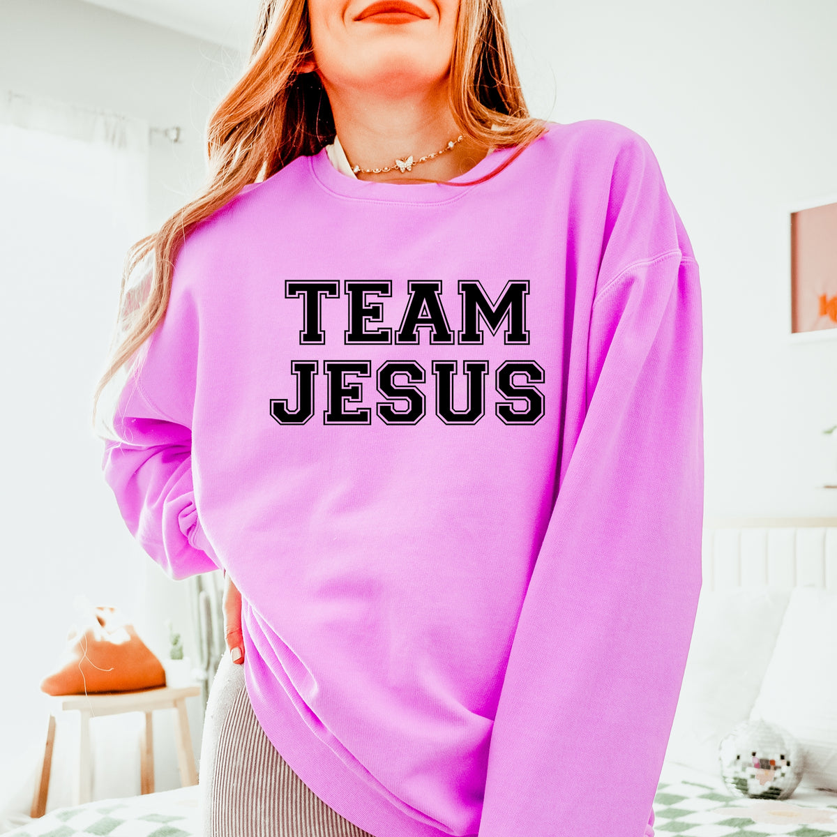 Team Jesus - Women's Lightweight Garment Dyed Sweatshirt