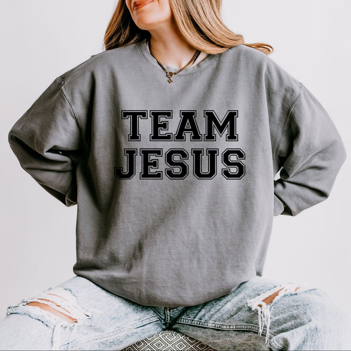 Team Jesus - Women's Lightweight Garment Dyed Sweatshirt