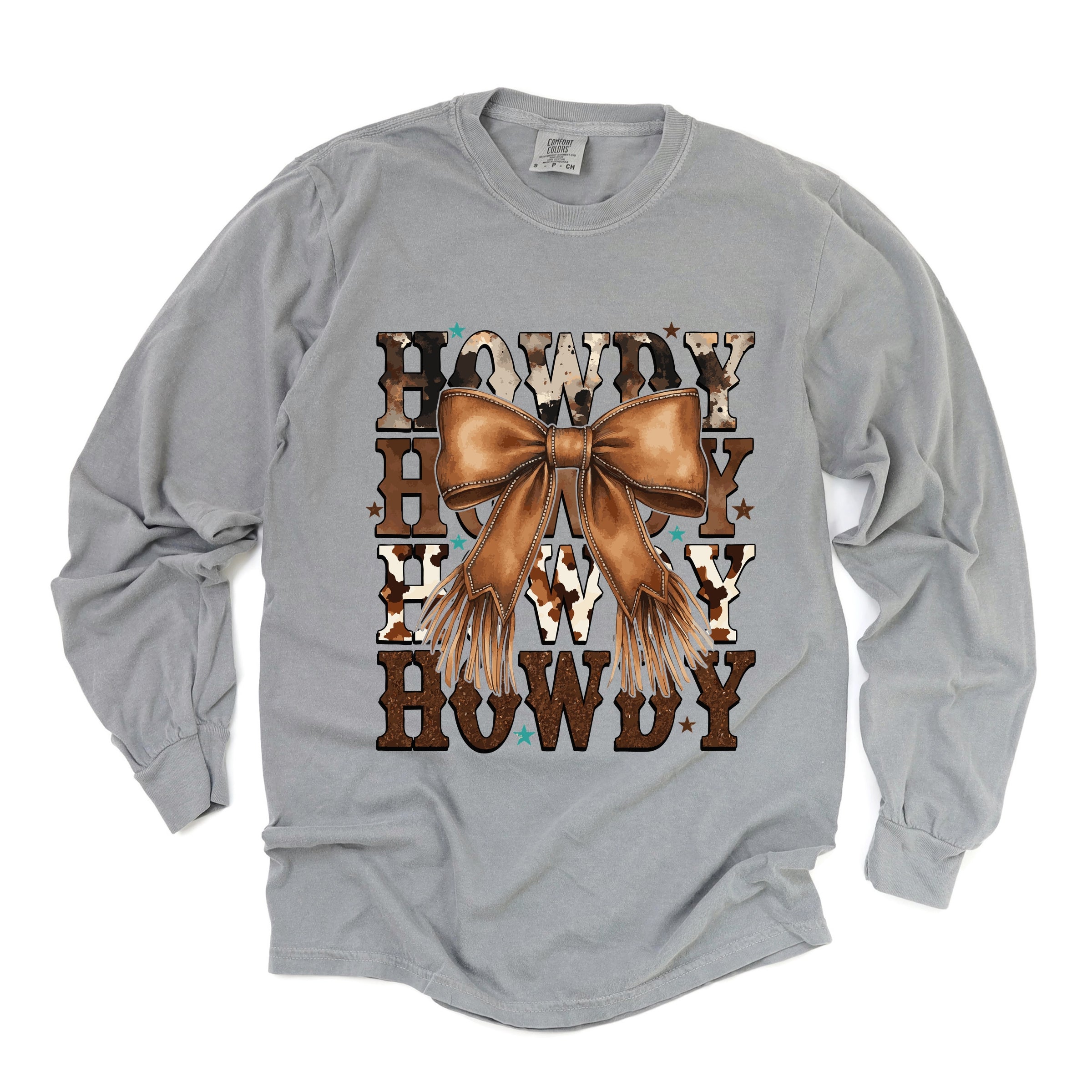 Coquette Howdy Stacked - Women's Garment Dyed Long Sleeve Graphic T-Shirt