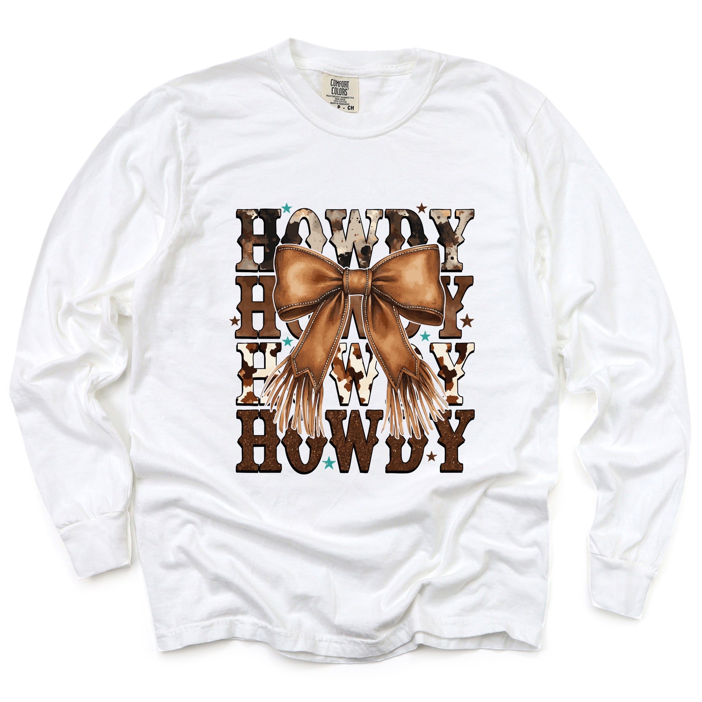 Coquette Howdy Stacked - Women's Garment Dyed Long Sleeve Graphic T-Shirt
