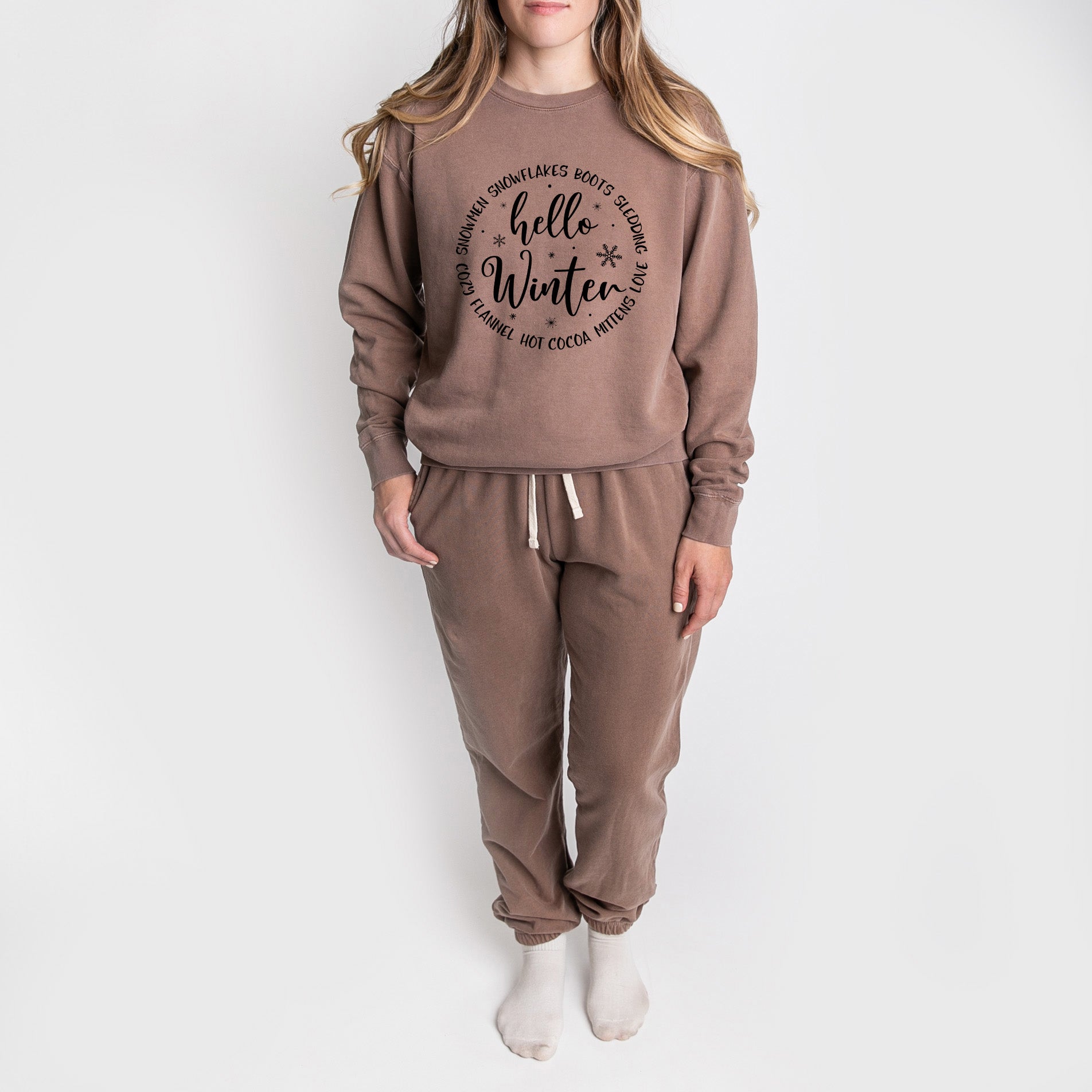 Hello Winter Circle | Lightweight Garment Dyed Sweatshirt Set