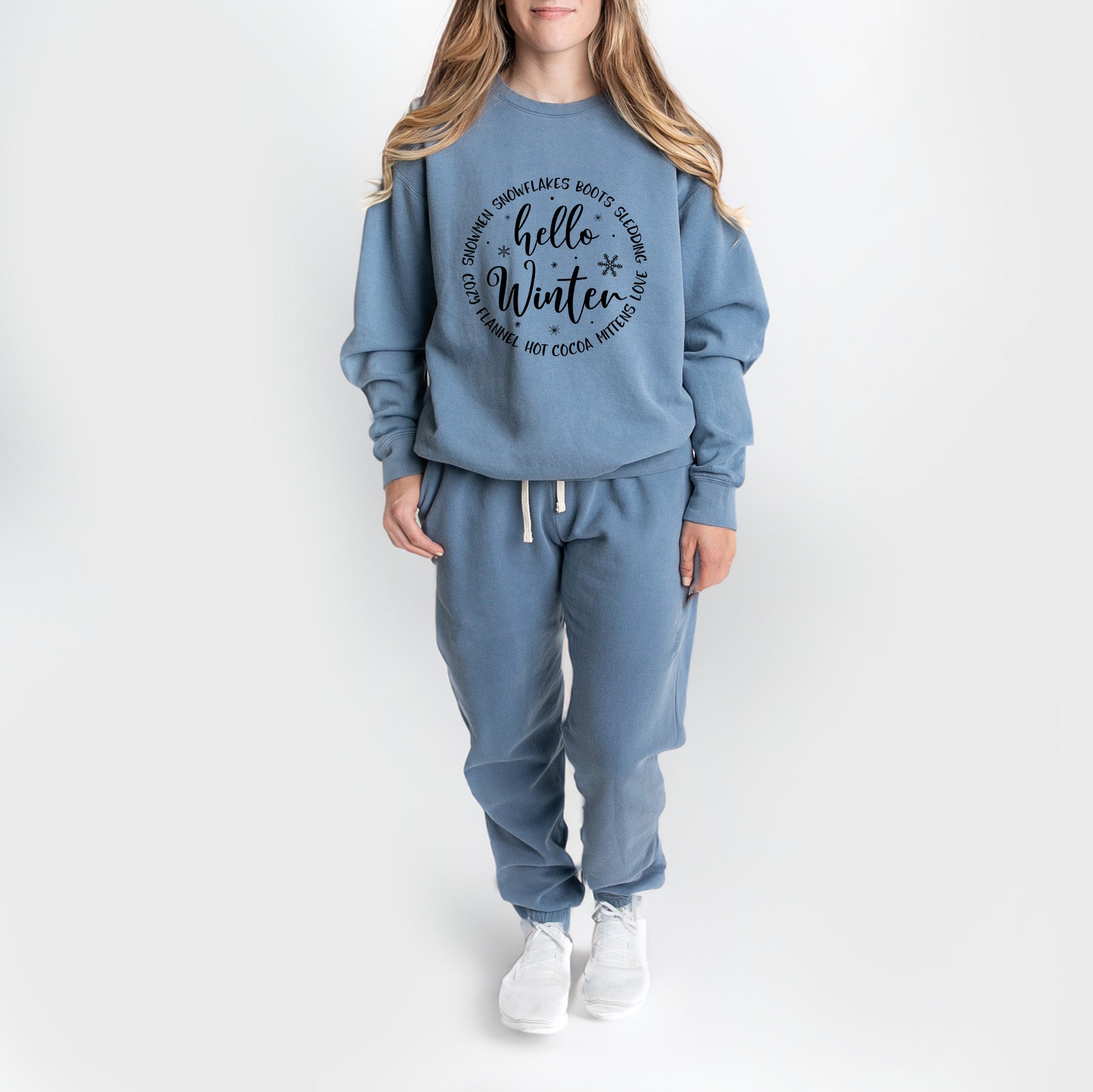 Hello Winter Circle | Lightweight Garment Dyed Sweatshirt Set