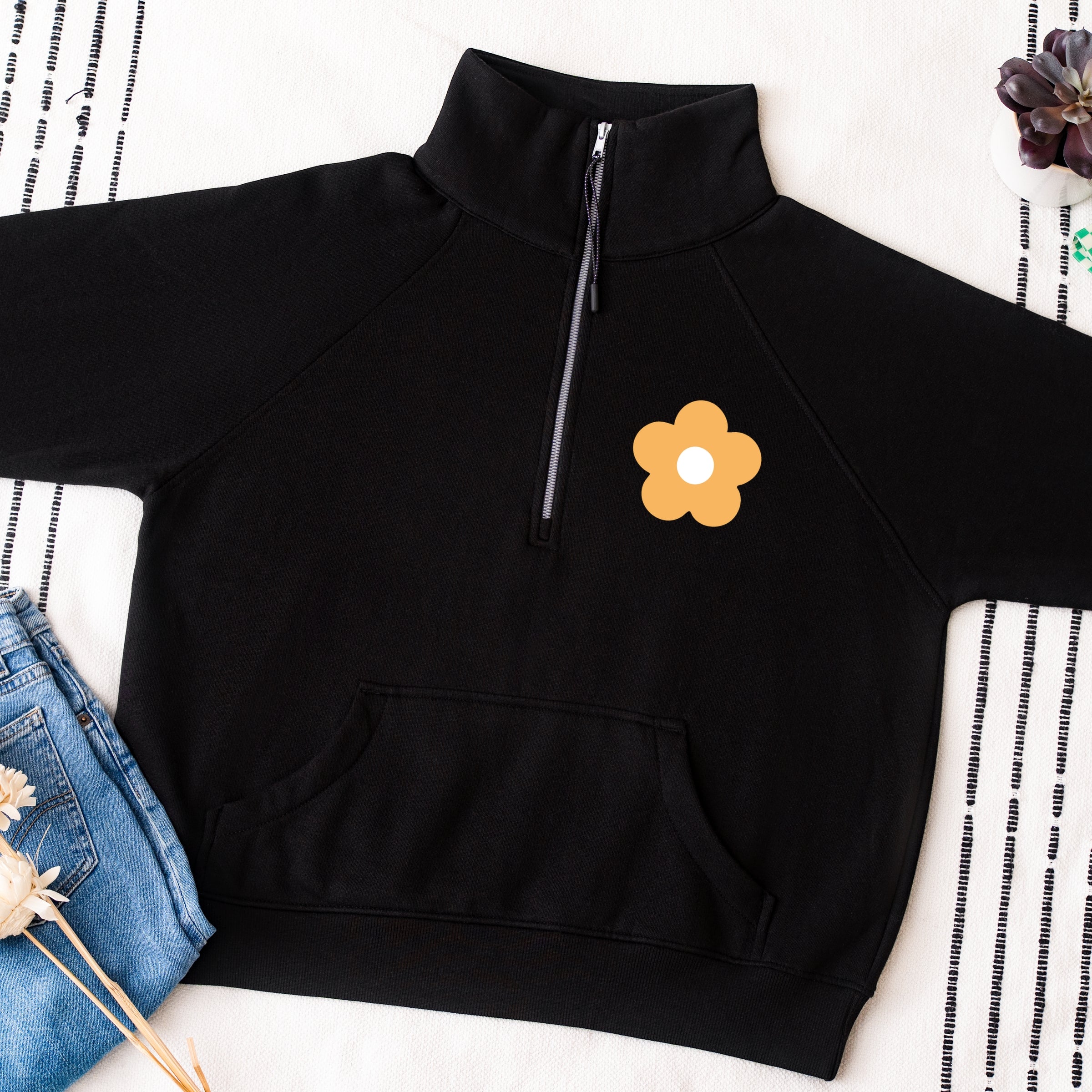 Too Much For You Front And Back - Women's Quarter Zip Fleece Graphic Sweatshirt