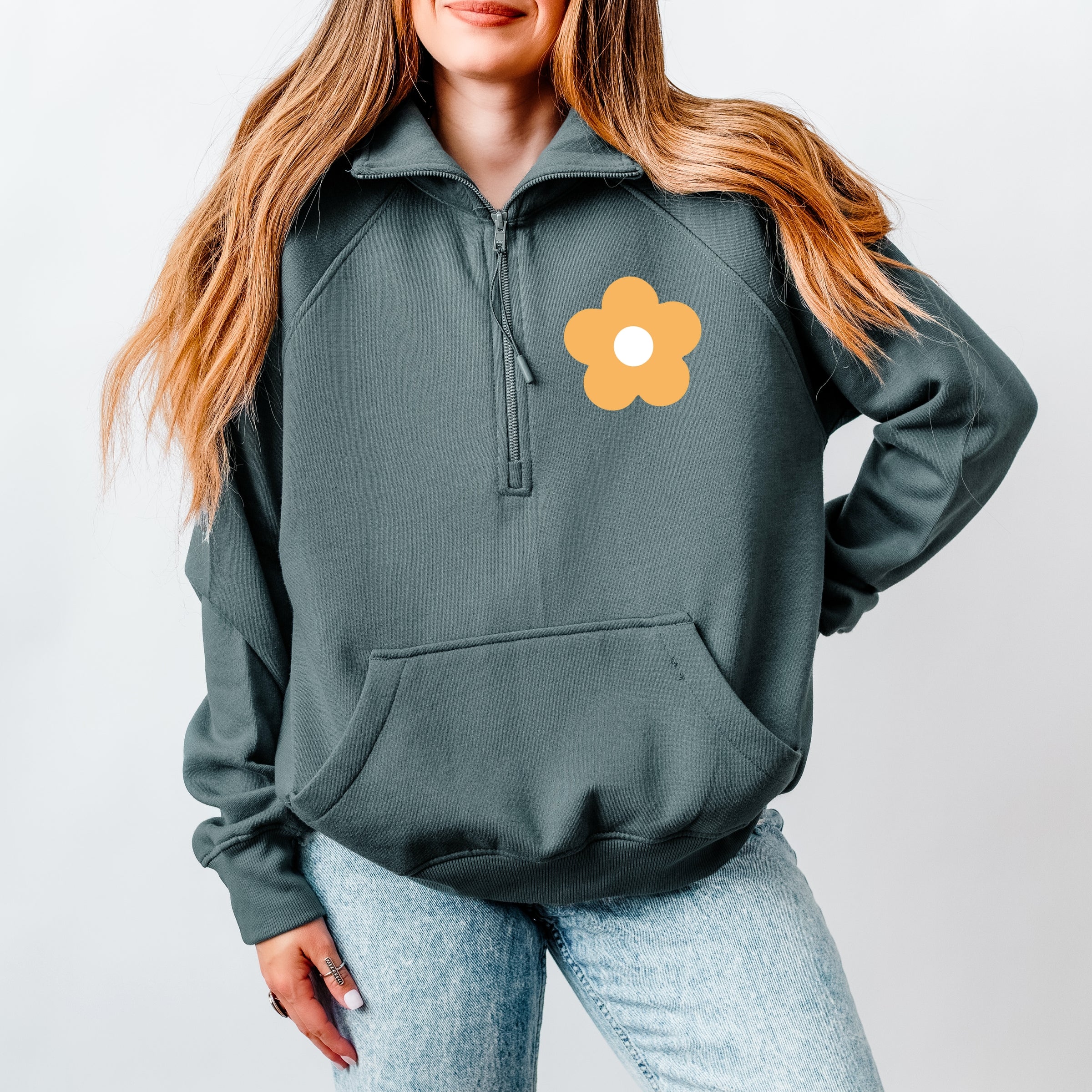 Too Much For You Front And Back - Women's Quarter Zip Fleece Graphic Sweatshirt