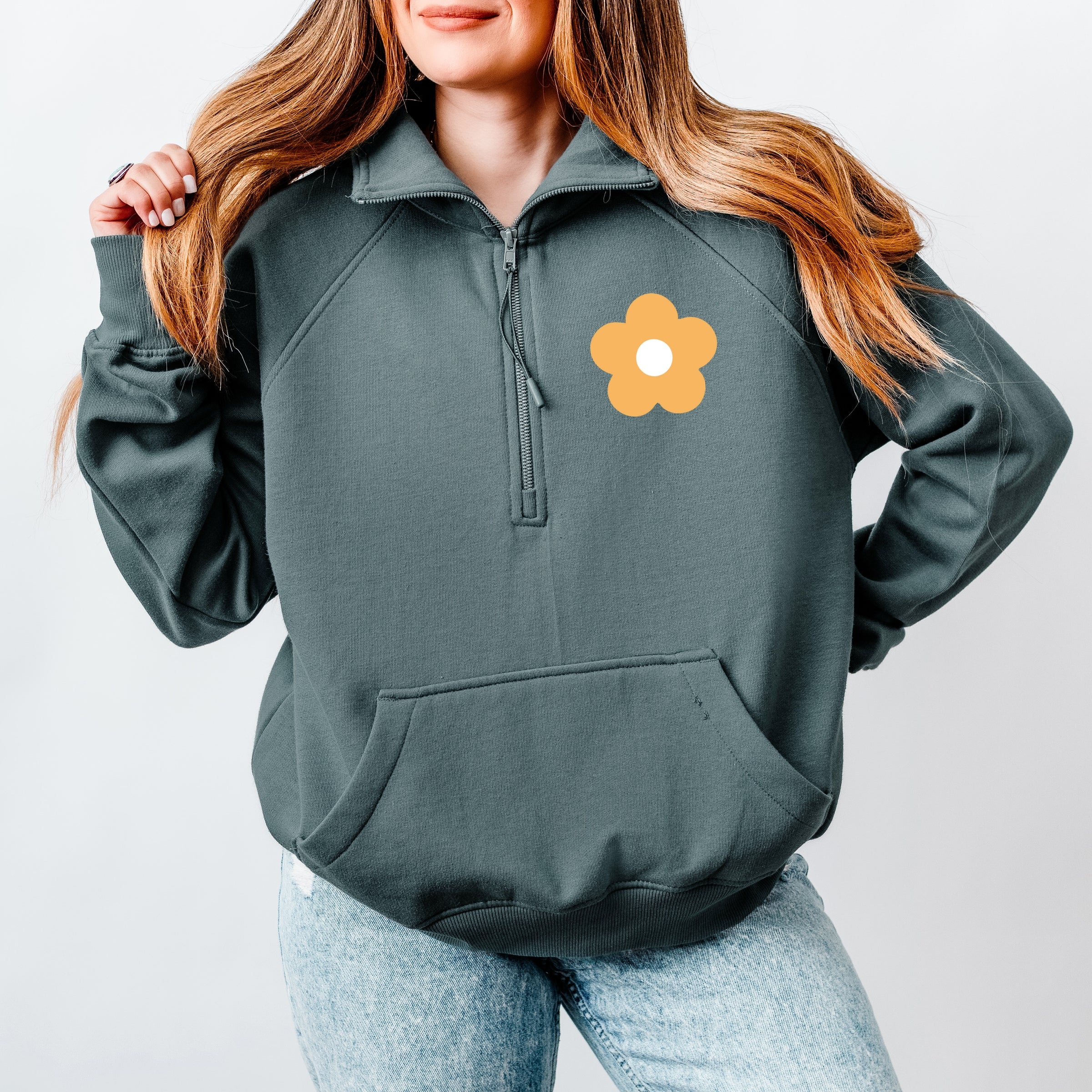 Too Much For You Front And Back - Women's Quarter Zip Fleece Graphic Sweatshirt