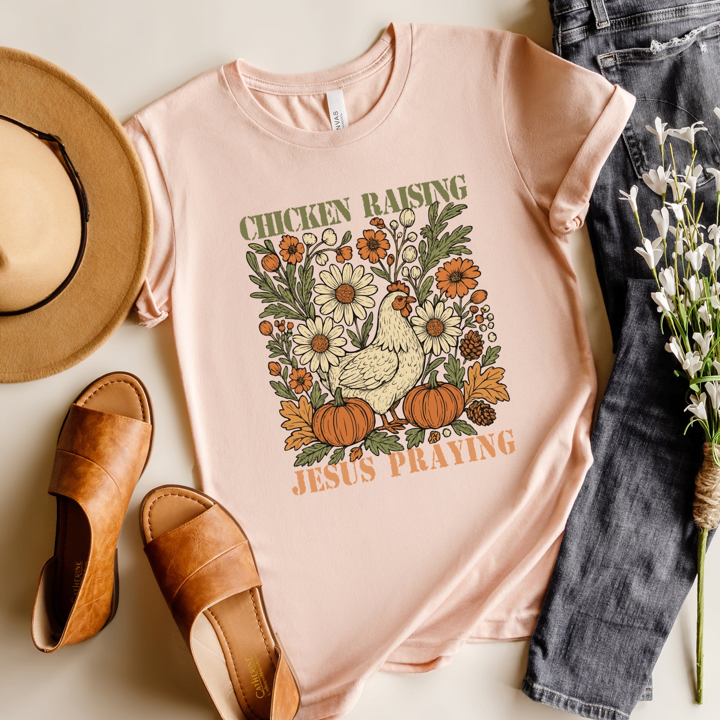 Chicken Raising Jesus Praying - Women's Short Sleeve Graphic T-Shirt