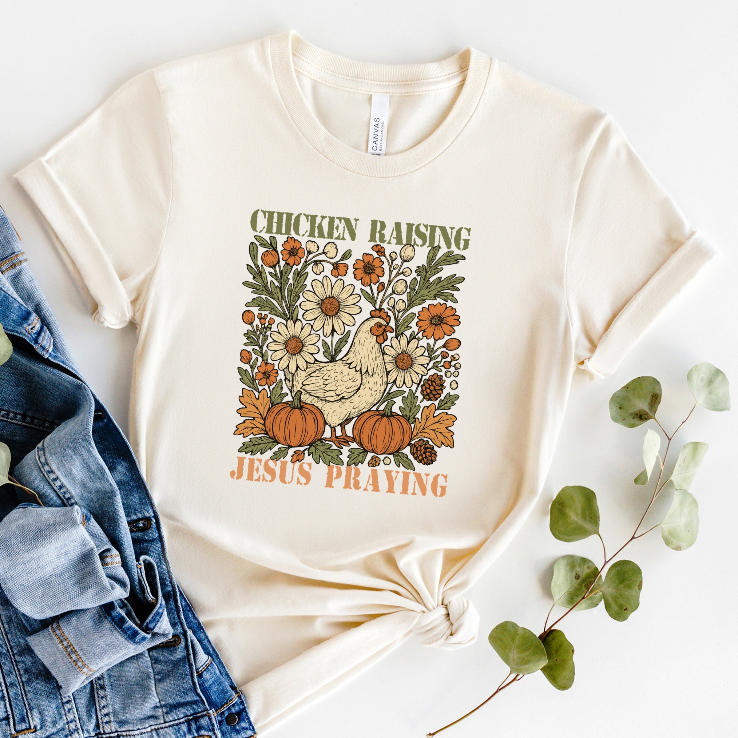 Chicken Raising Jesus Praying - Women's Short Sleeve Graphic T-Shirt