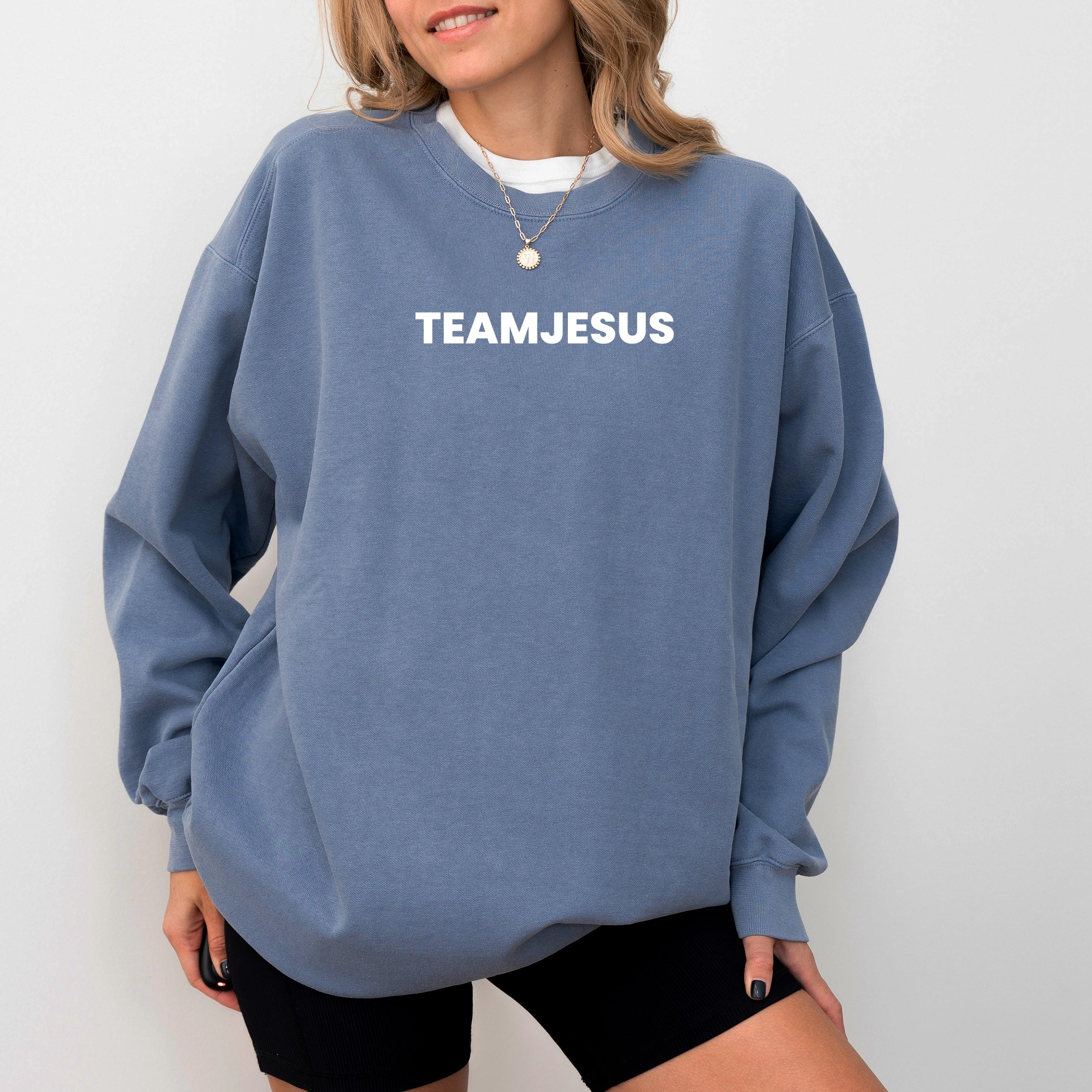 Team Jesus, Jesus Loves You - Women's Garment Dyed Graphic Sweatshirt