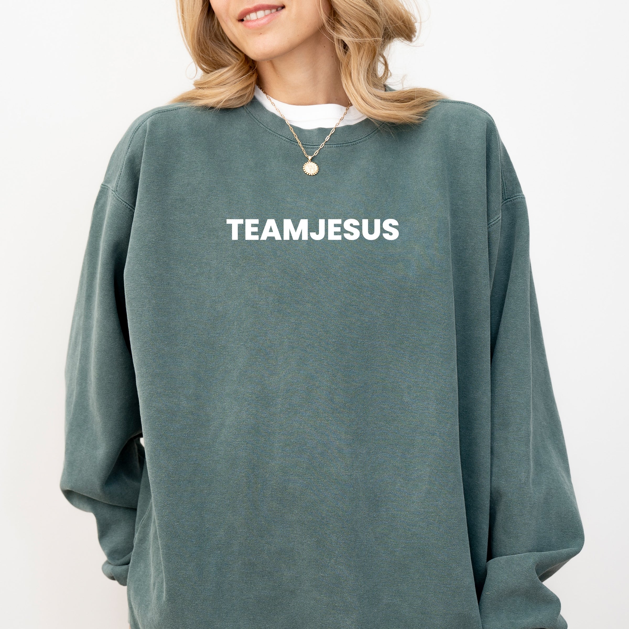 Team Jesus, Jesus Loves You - Women's Garment Dyed Graphic Sweatshirt