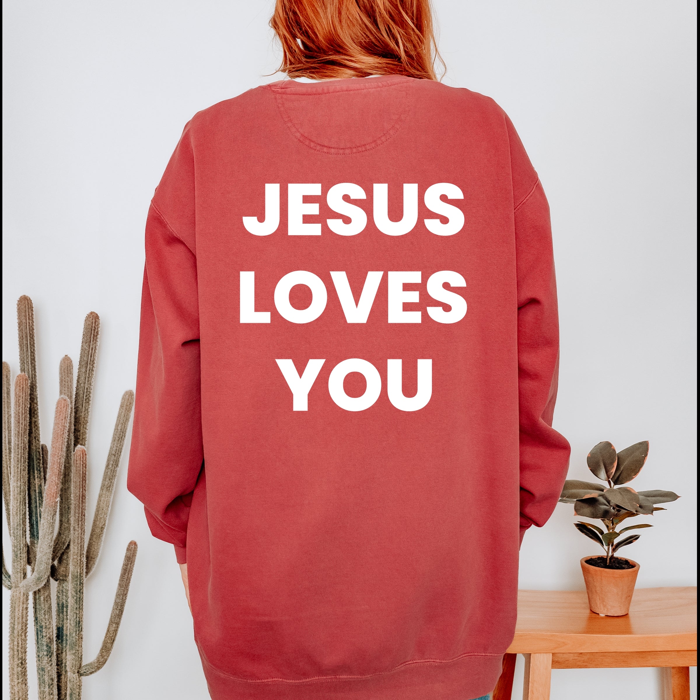 Team Jesus, Jesus Loves You - Women's Garment Dyed Graphic Sweatshirt