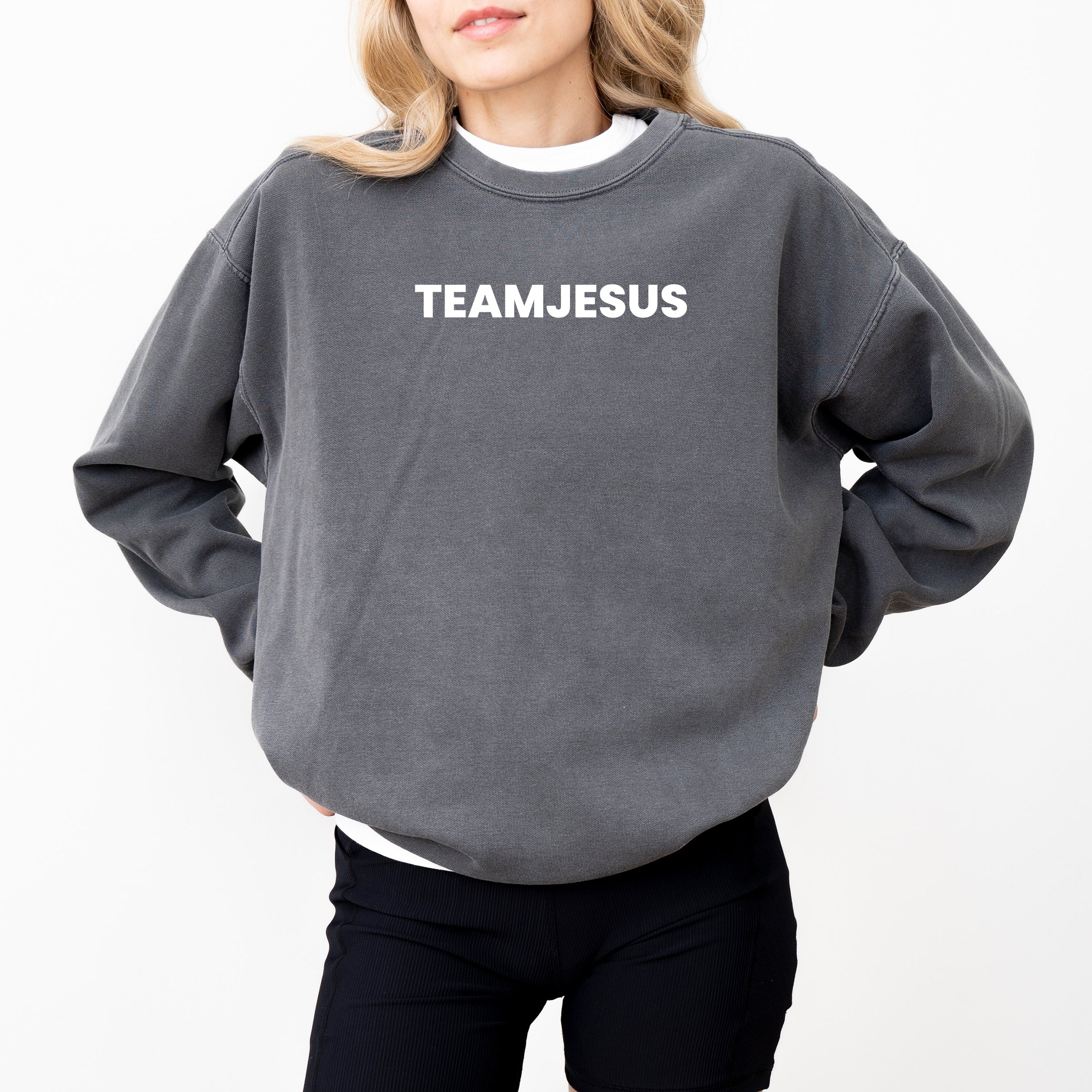 Team Jesus, Jesus Loves You - Women's Garment Dyed Graphic Sweatshirt