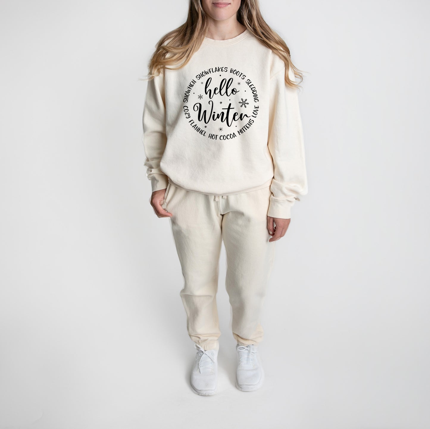 Hello Winter Circle | Lightweight Garment Dyed Sweatshirt Set