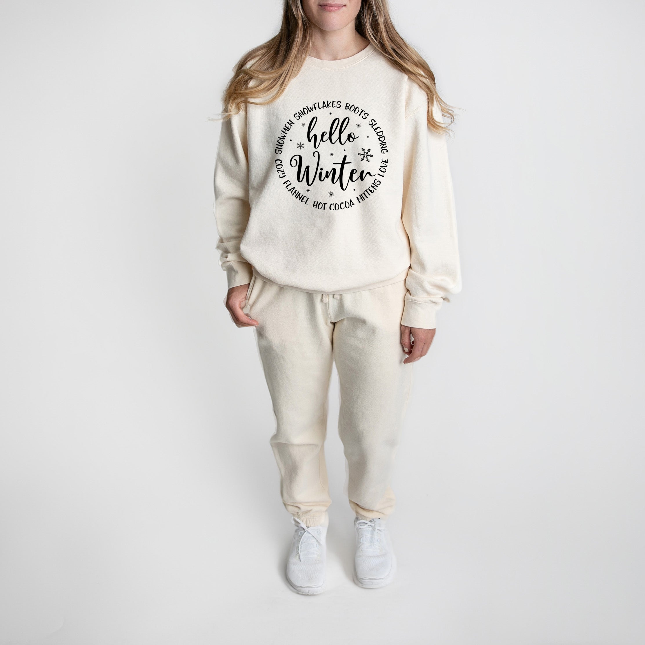 Hello Winter Circle | Lightweight Garment Dyed Sweatshirt Set
