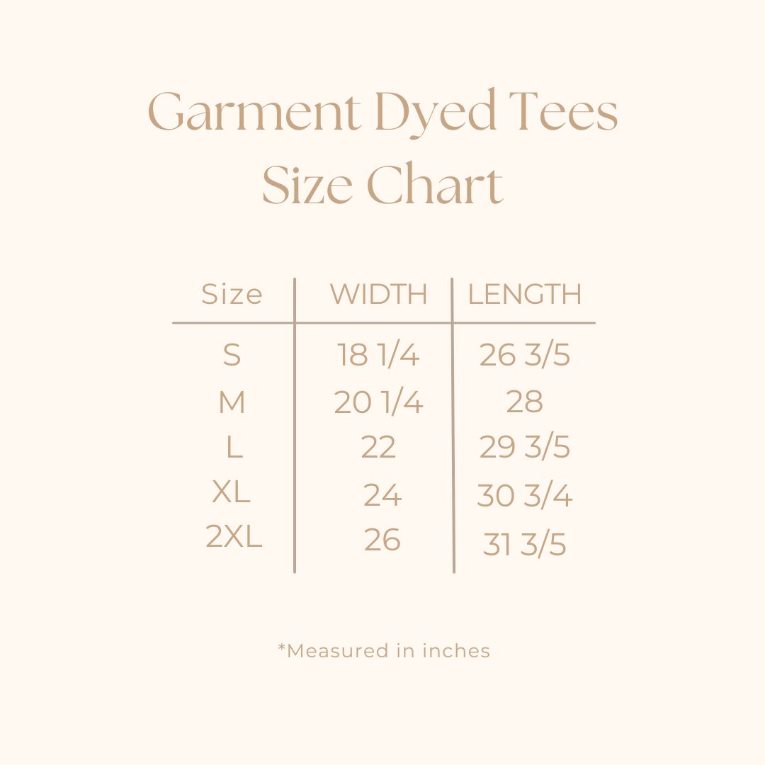 Women's Garment Dyed Graphic T-Shirt - size guide