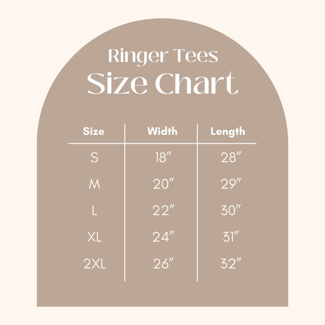 Womens Ringer Graphic T-Shirt - size guide