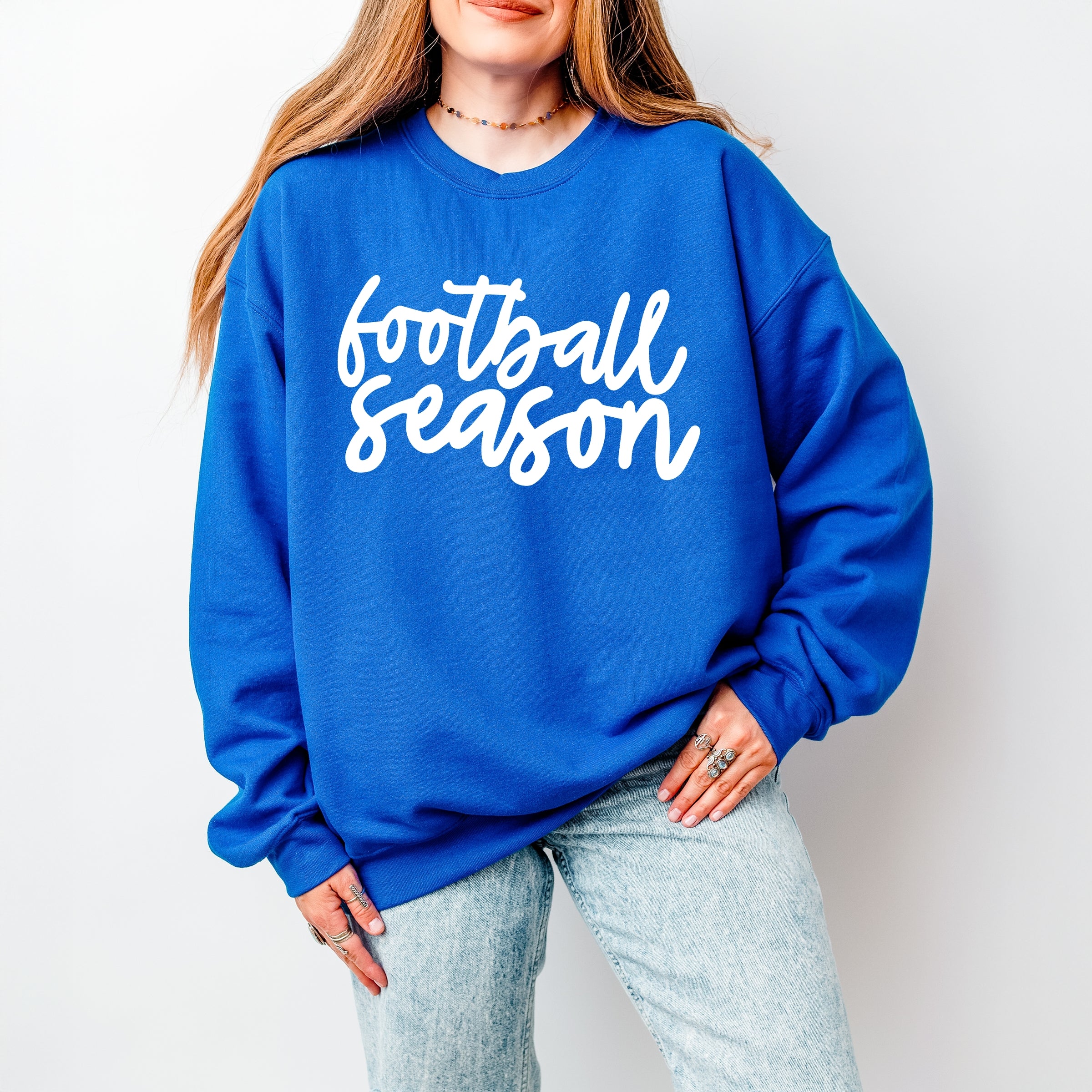 Football Season Cursive - Womens Sweatshirt
