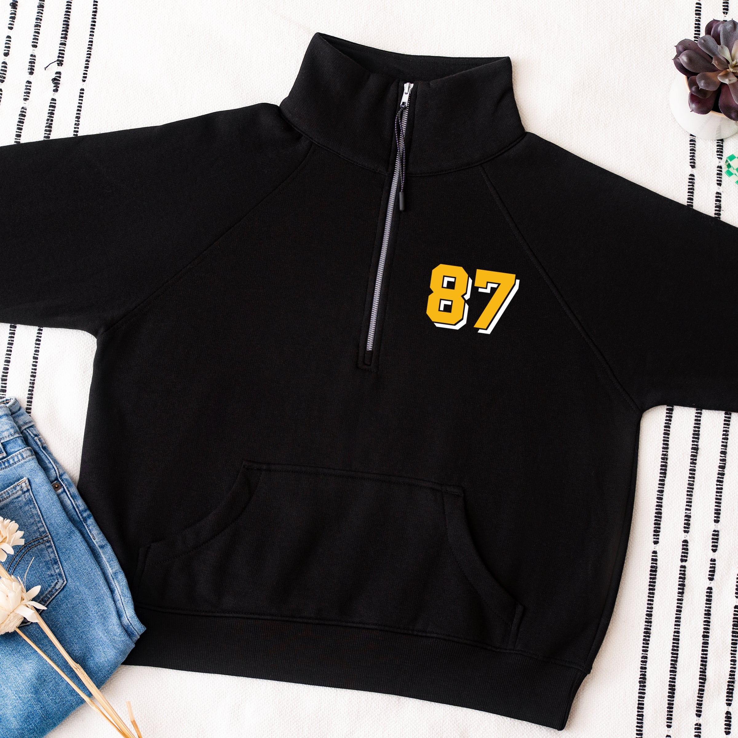 Taylor's Fiancé Number 87 Front And Back - Womens Quarter Zip Fleece