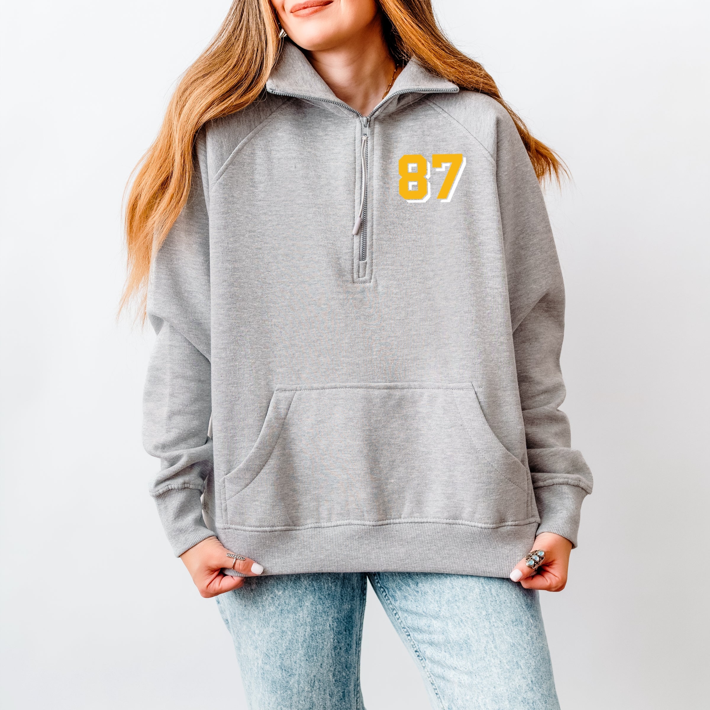 Taylor's Fiancé Number 87 Front And Back - Womens Quarter Zip Fleece