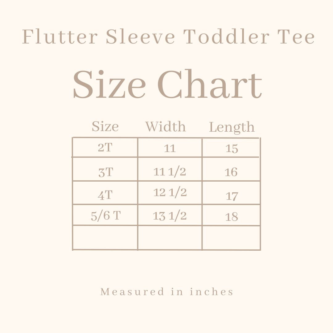 Flutter Sleeve Graphic T-Shirt - size guide