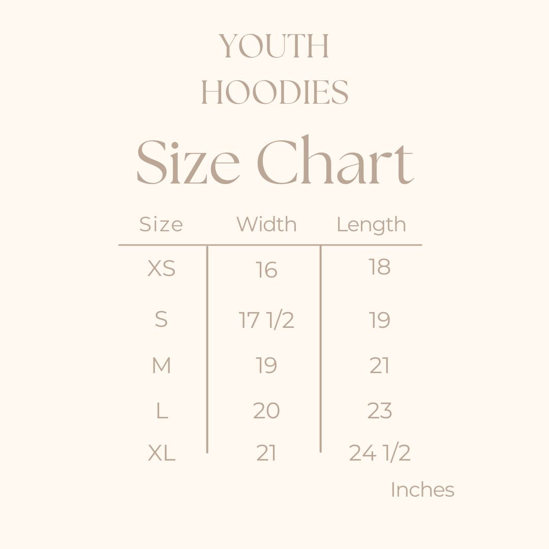 Youth Graphic Hoodie - size guide