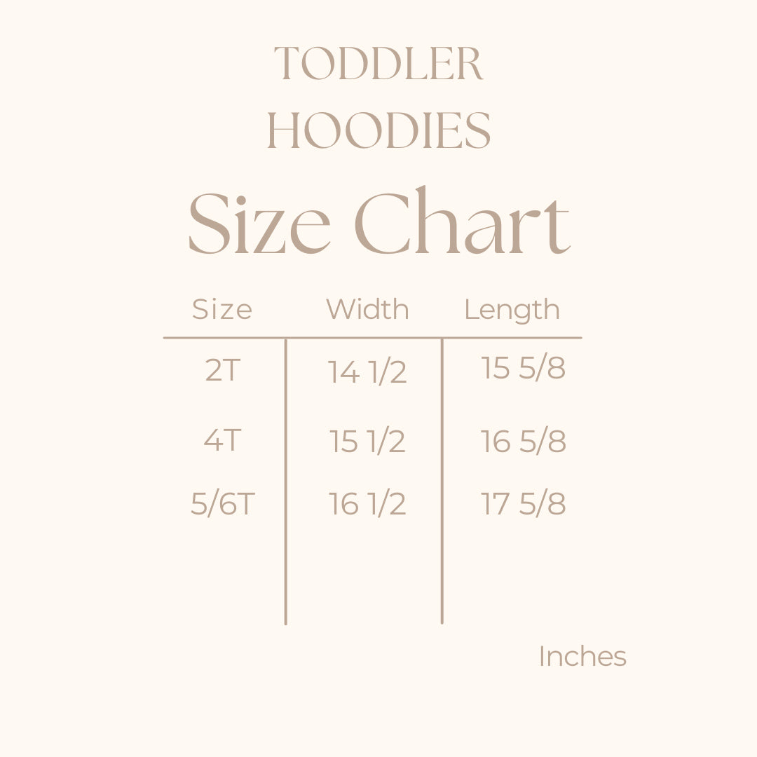 Toddler Hoodie - size guide