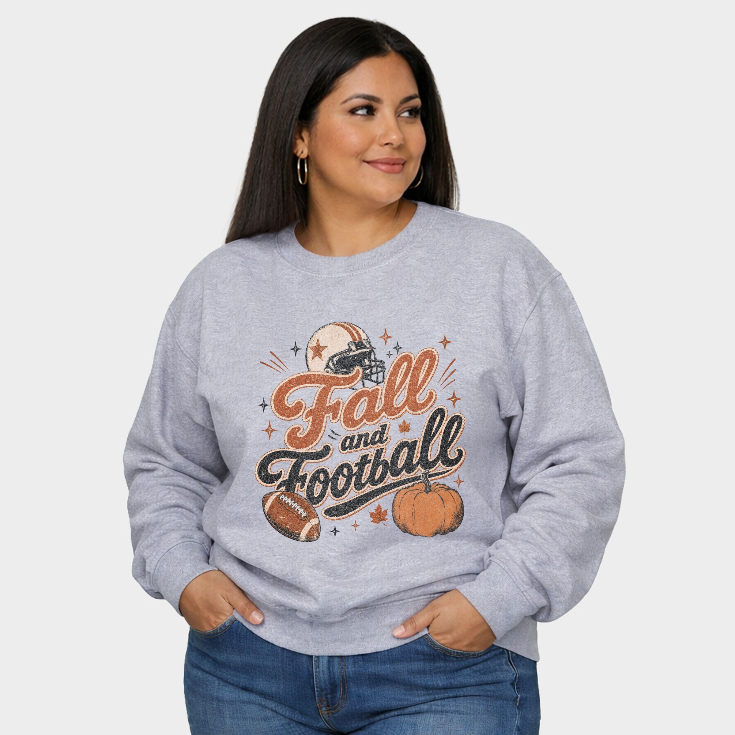 Fall and Football - Women's Plus Sized Graphic Sweatshirt