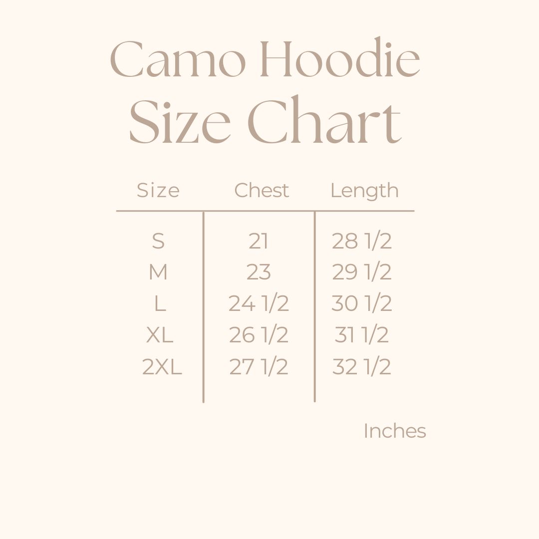 Camo Hoodie - size guide