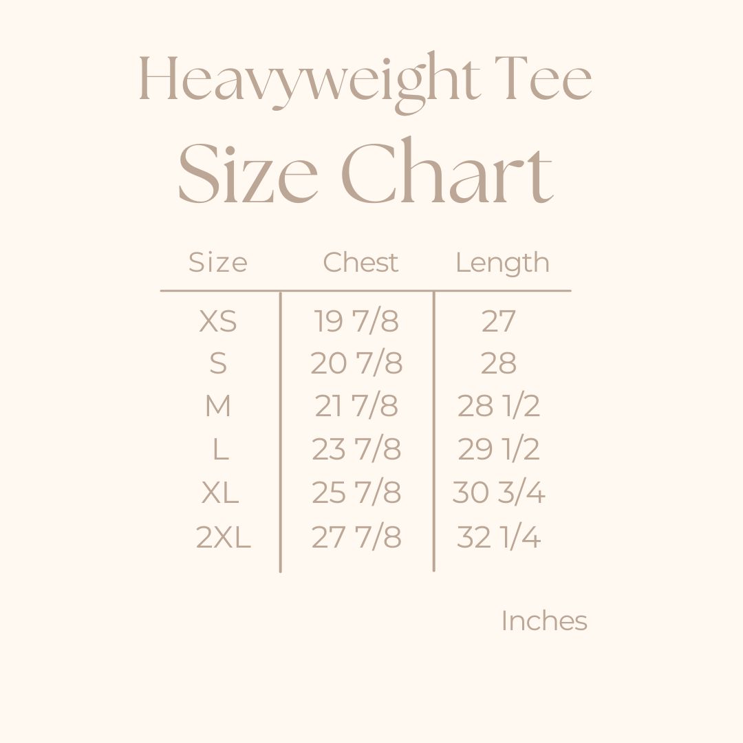 Women's Heavyweight Graphic T-Shirt - size guide
