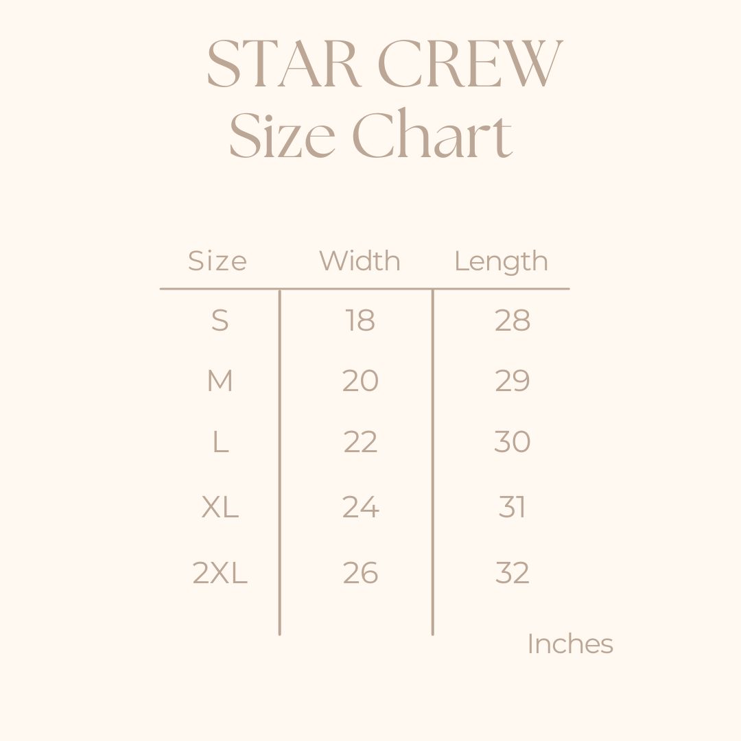 Women's Short Sleeve Star Tee - size guide