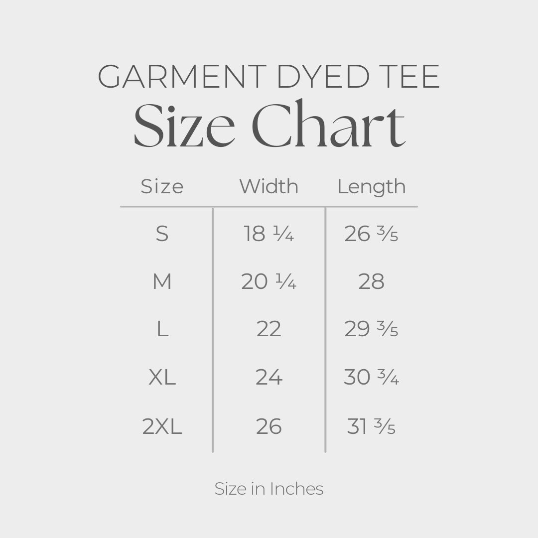 Women's Garment Dyed Graphic T-Shirt - size guide