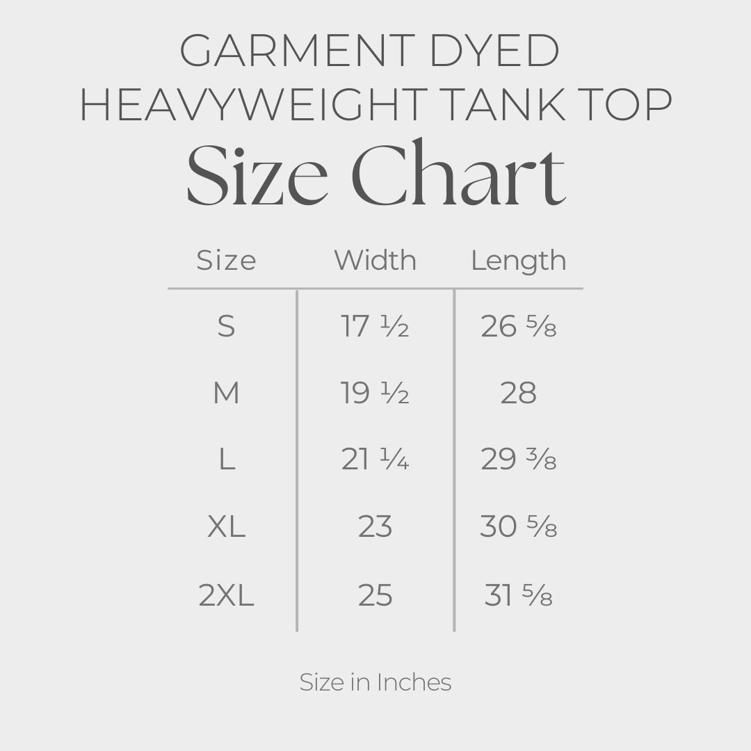 Women's Garment Dyed Graphic Tank Top - size guide