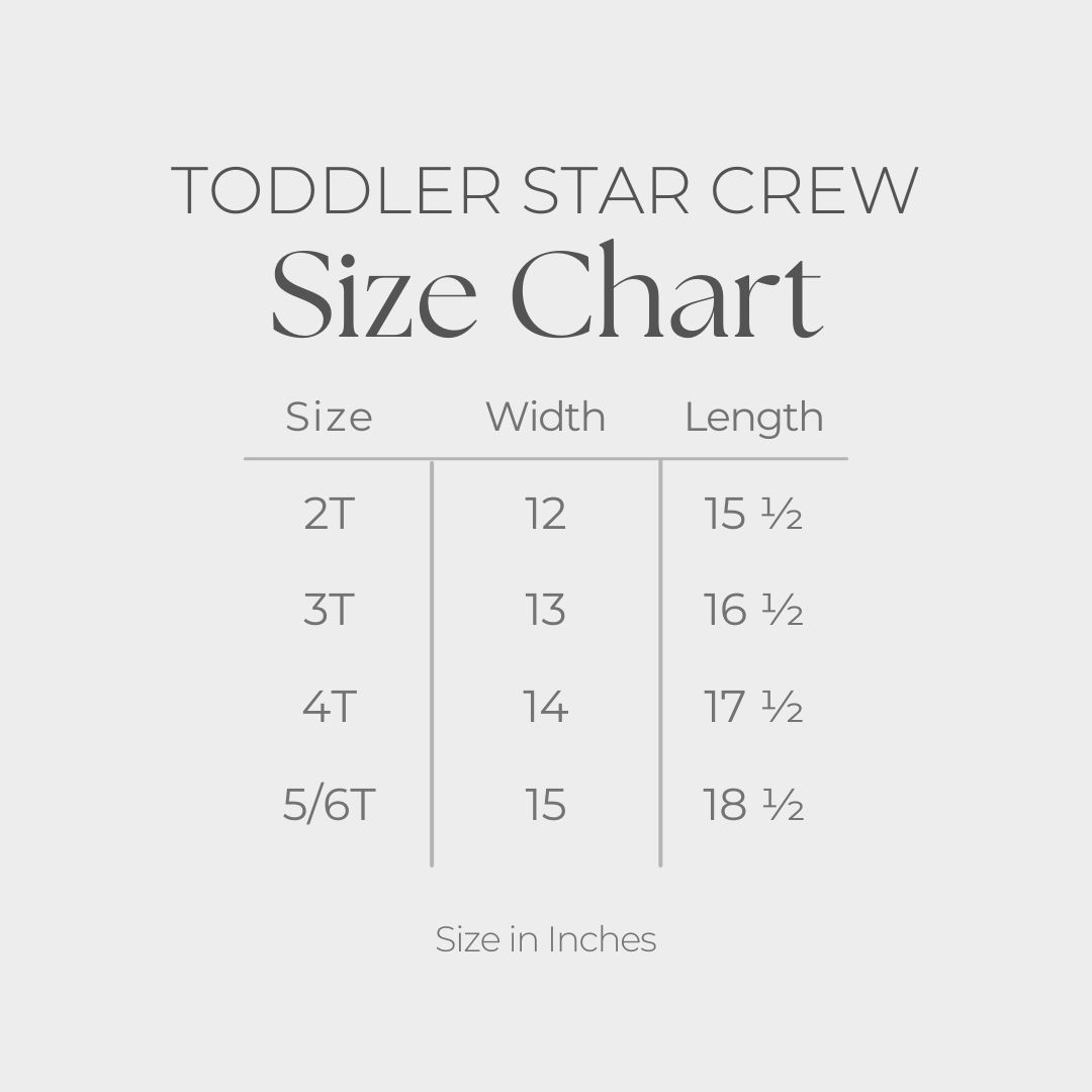 Toddler Short Sleeve Star Tee - size guide