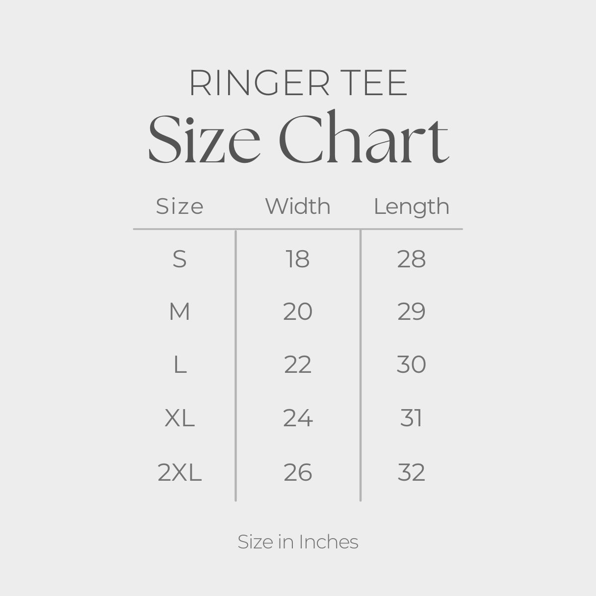Women's Ringer Graphic T-Shirt - size guide