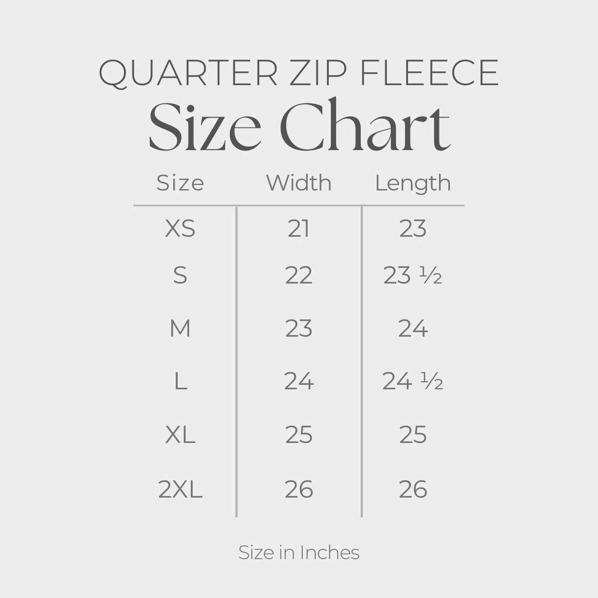 Women's Quarter Zip Fleece Graphic Sweatshirt - size guide