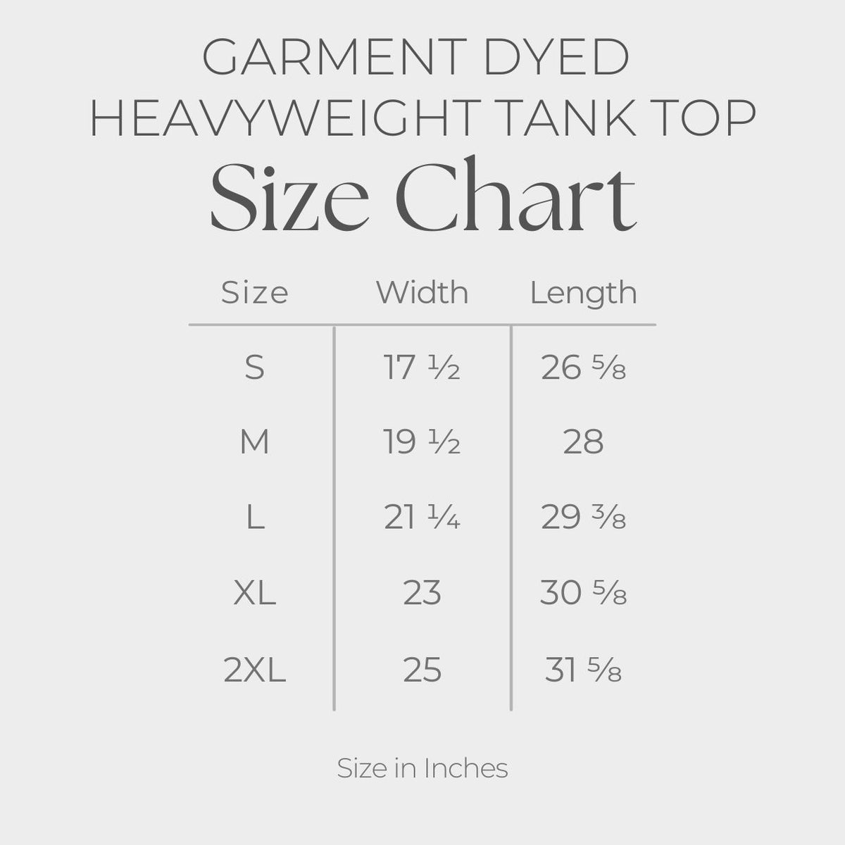 Women's Garment Dyed Graphic Tank Top - size guide