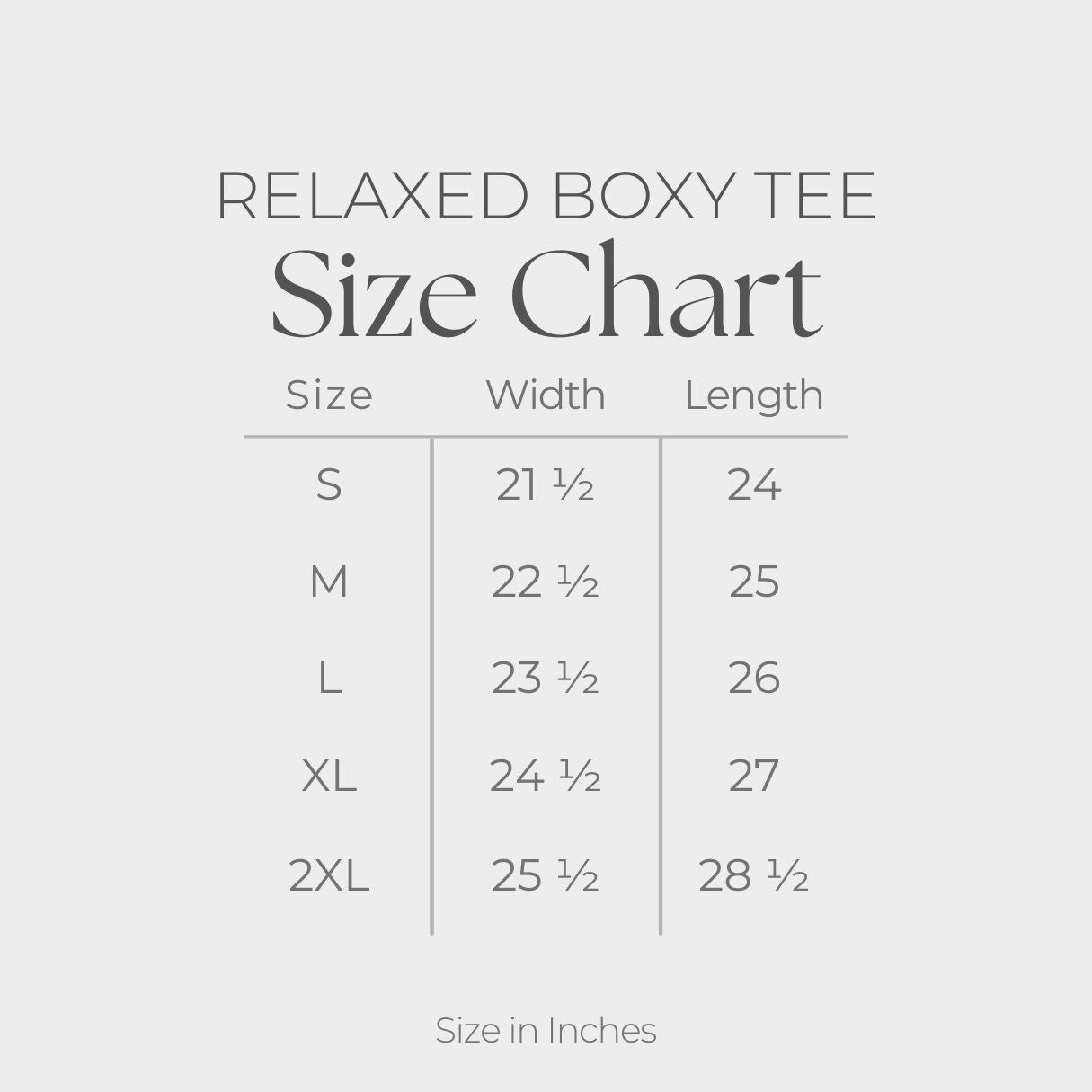 Women's Relaxed Boxy Tee - size guide