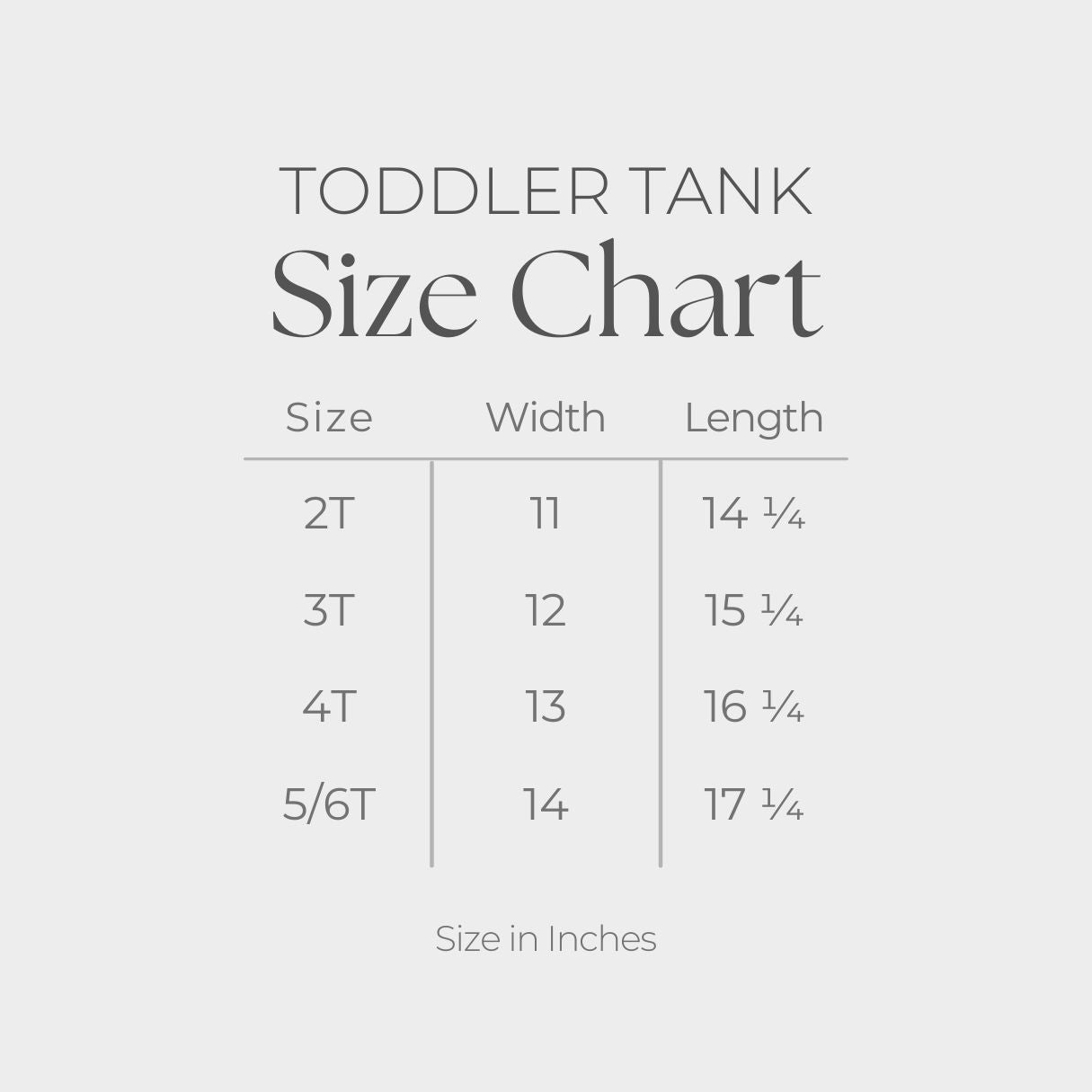 Toddler Graphic Tank - size guide