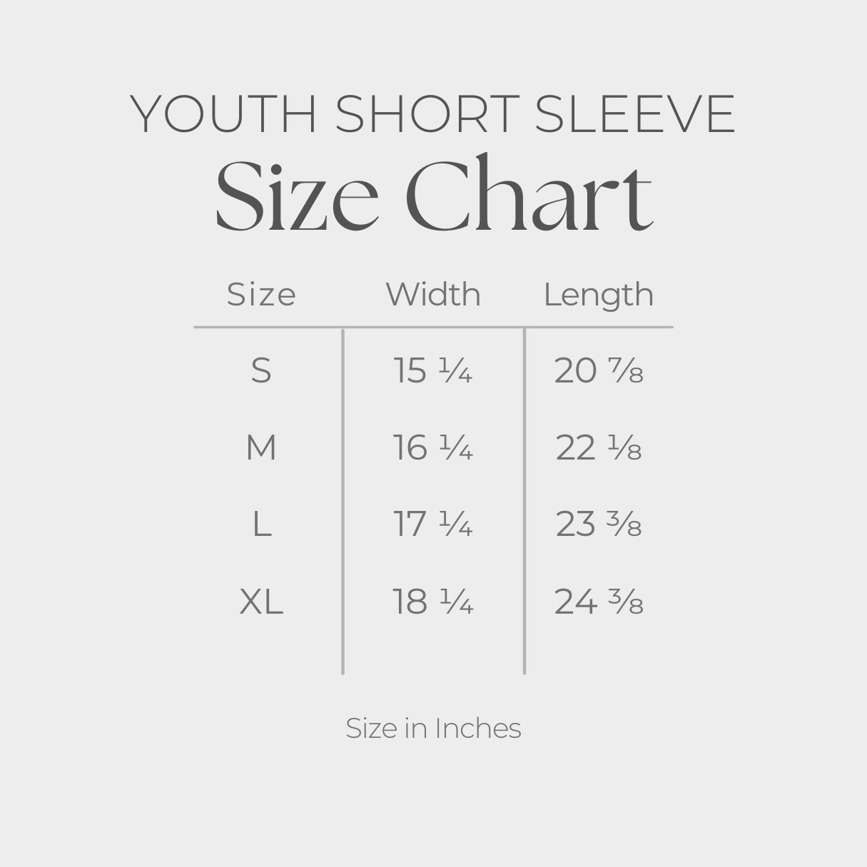 Youth Short Sleeve Graphic T-Shirt - size guide