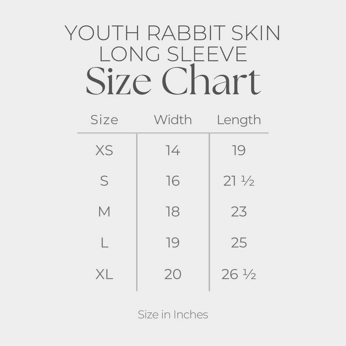 Youth Long Sleeve Graphic T-Shirt - size guide