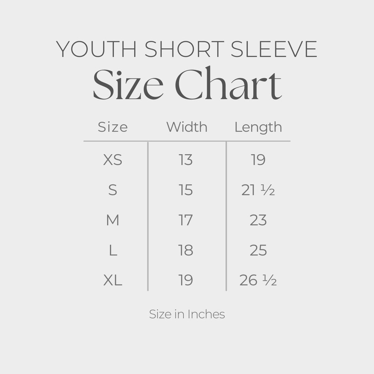 Youth Short Sleeve Graphic T-Shirt - size guide