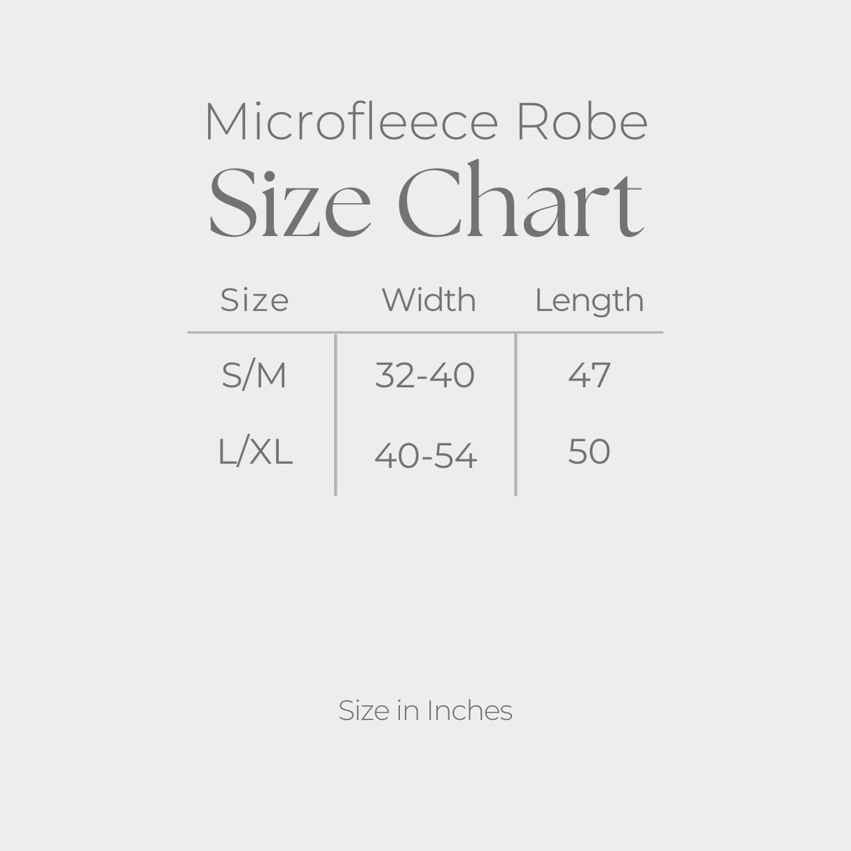 Robe - size guide