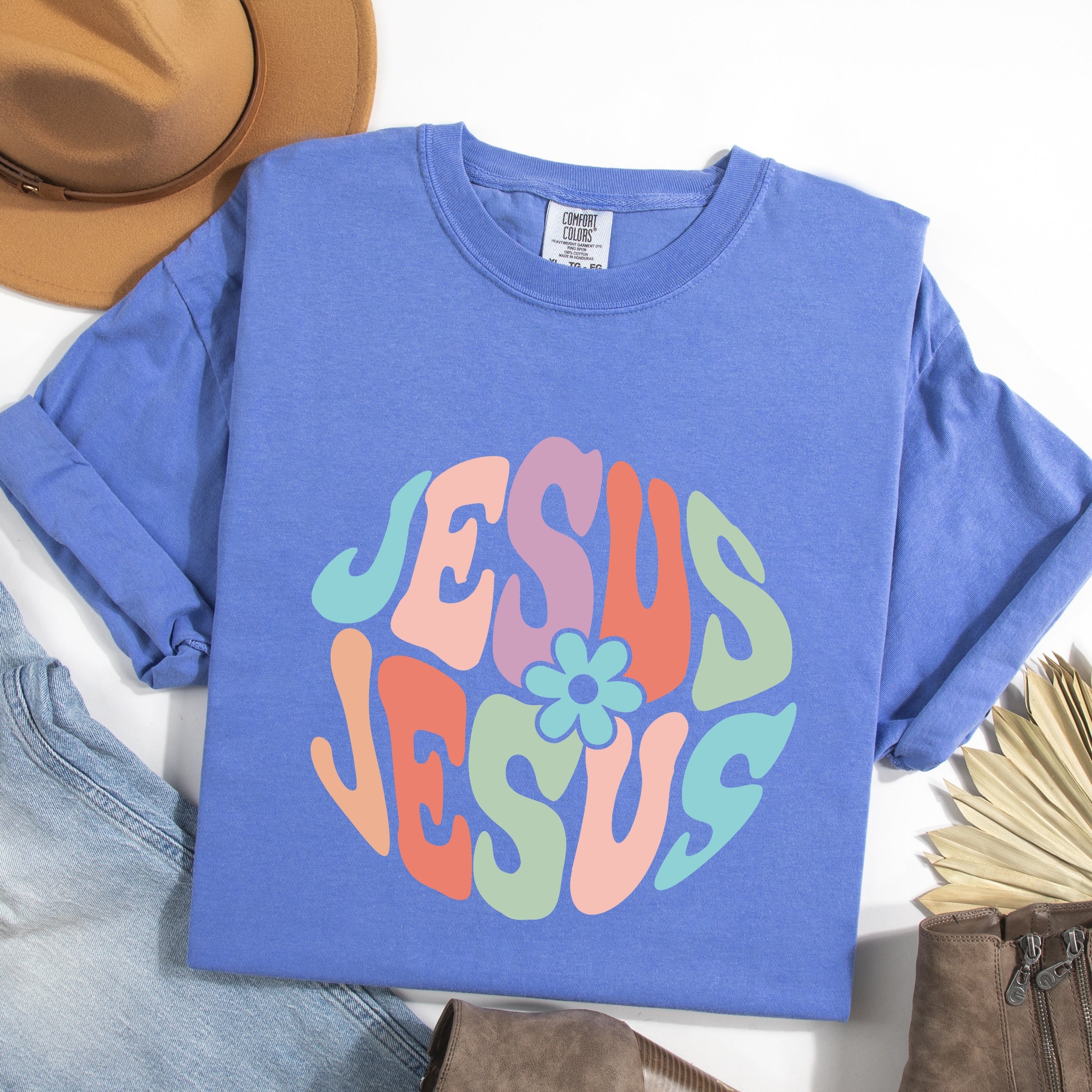 Jesus Flowers - Women's Garment Dyed Graphic T-Shirt