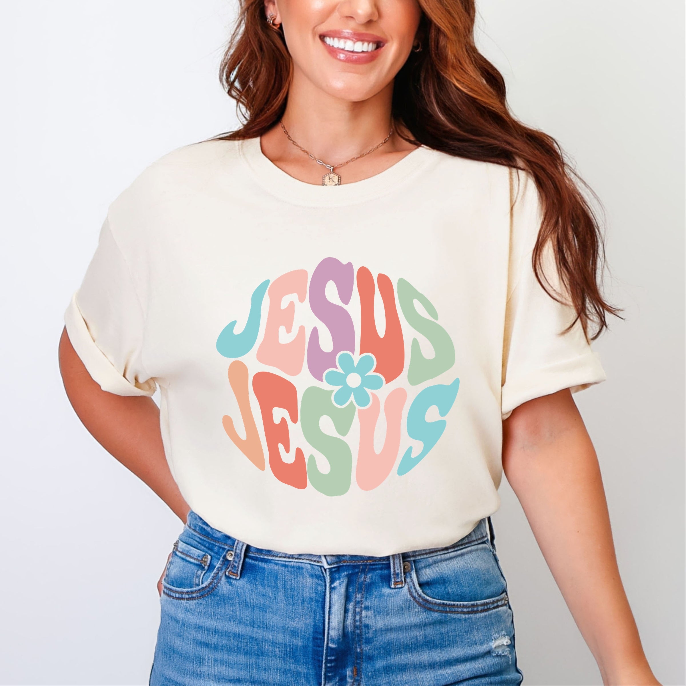 Jesus Flowers - Women's Garment Dyed Graphic T-Shirt